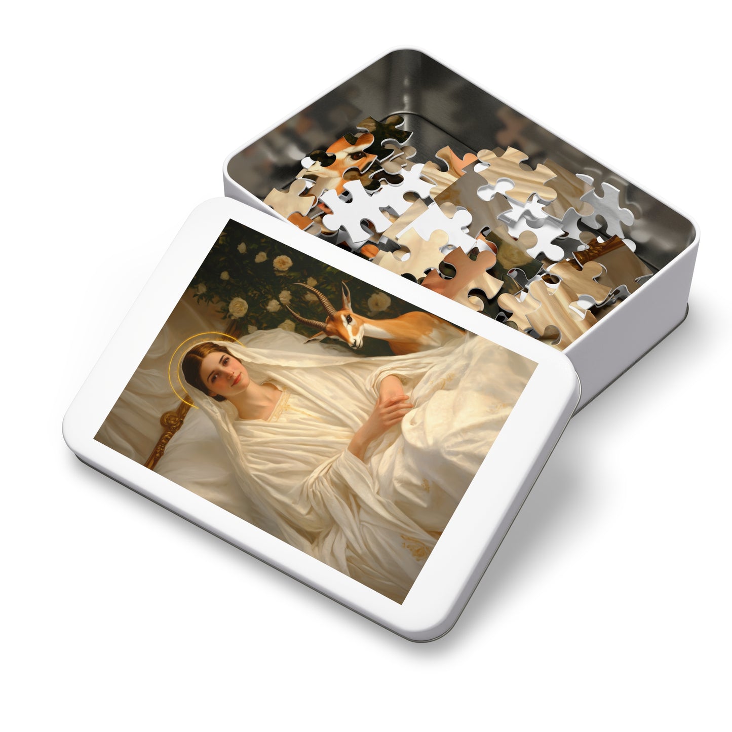 Saint Tabitha - Puzzle and Keepsake Tin - Religious (30, 110, 252, 500,1000) - Religious Puzzle - Gifts for Catholic Families