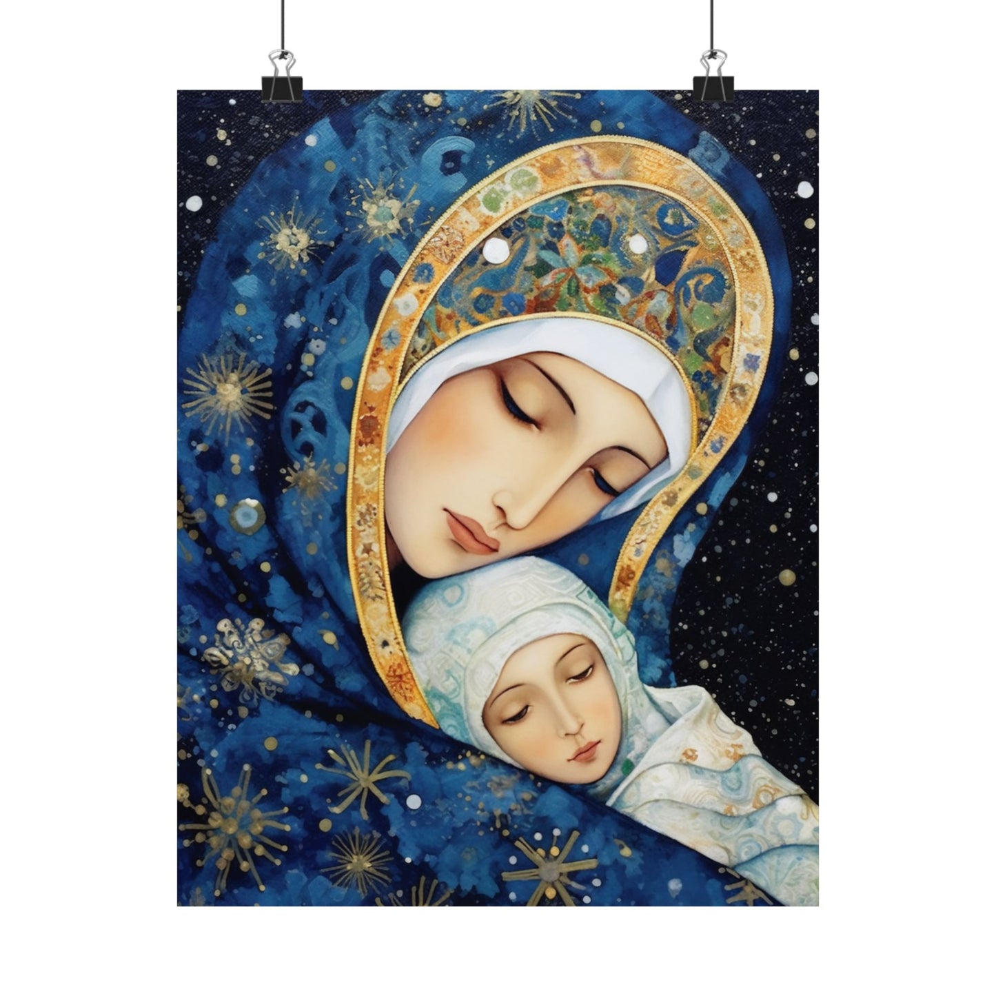 Snowfall's Embrace - Our Lady of the Snows Poster Print - Sanctified Souls Print - Multiple Sizes - Premium Posters - Catholic Art