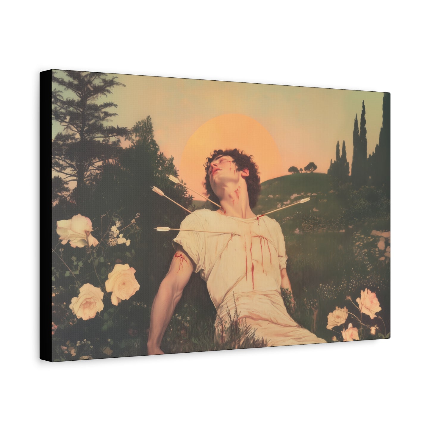 Saint Sebastian -  Museum Wrapped Canvas - Sanctified Souls Print - Religious Art for your Home - Catholic Patron Saint Art