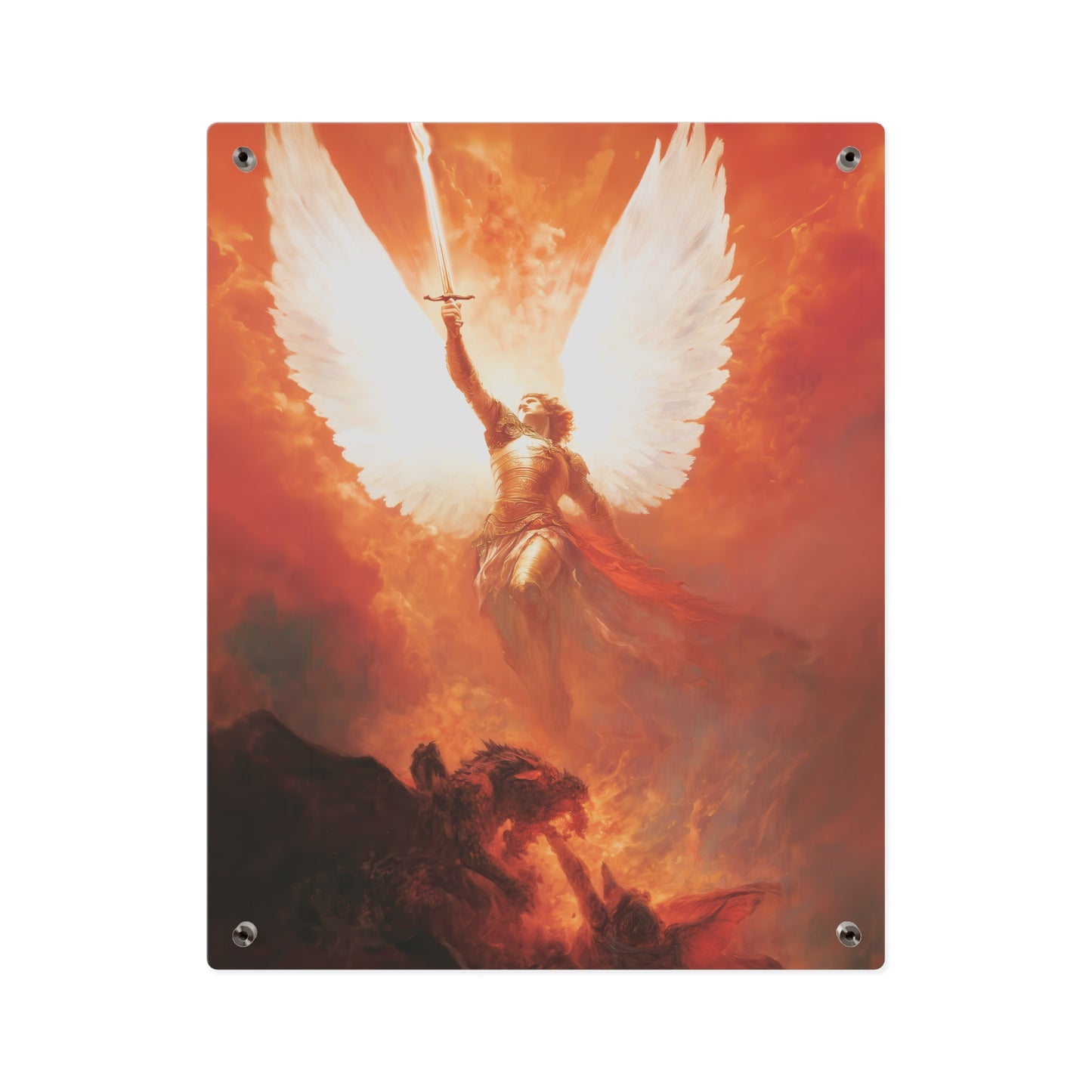Saint Michael the Archangel  Wall Art Panel - Ready to Hang Acrylic Print - Catholic Saint Art - Patron Saint Print - No Frame needed
