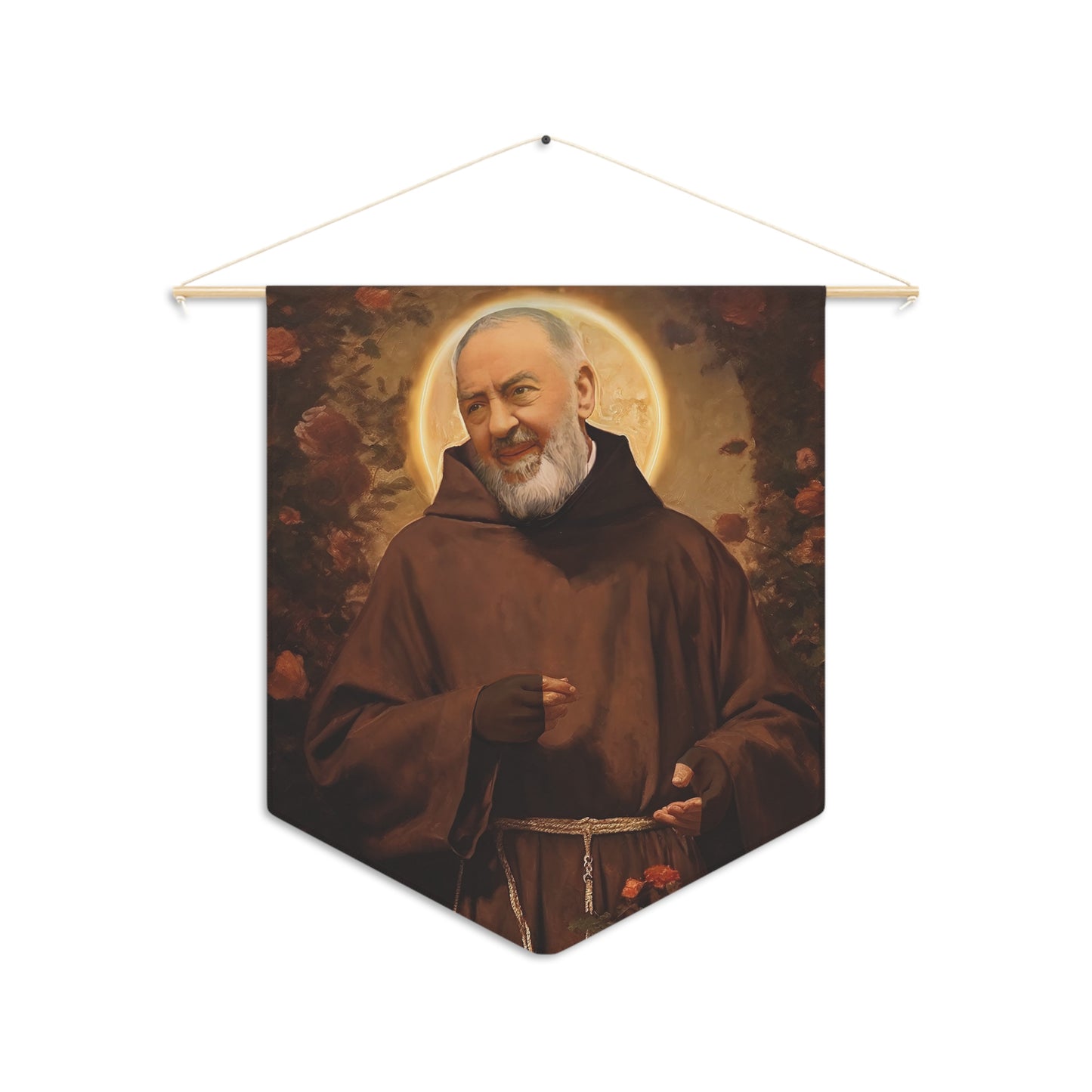 Saint Padre Pio Wall Banner / Wall Hanging / Pennant - Prayer room art - Catholic Home Art - Large Saint Art for your home - 18" x 21"