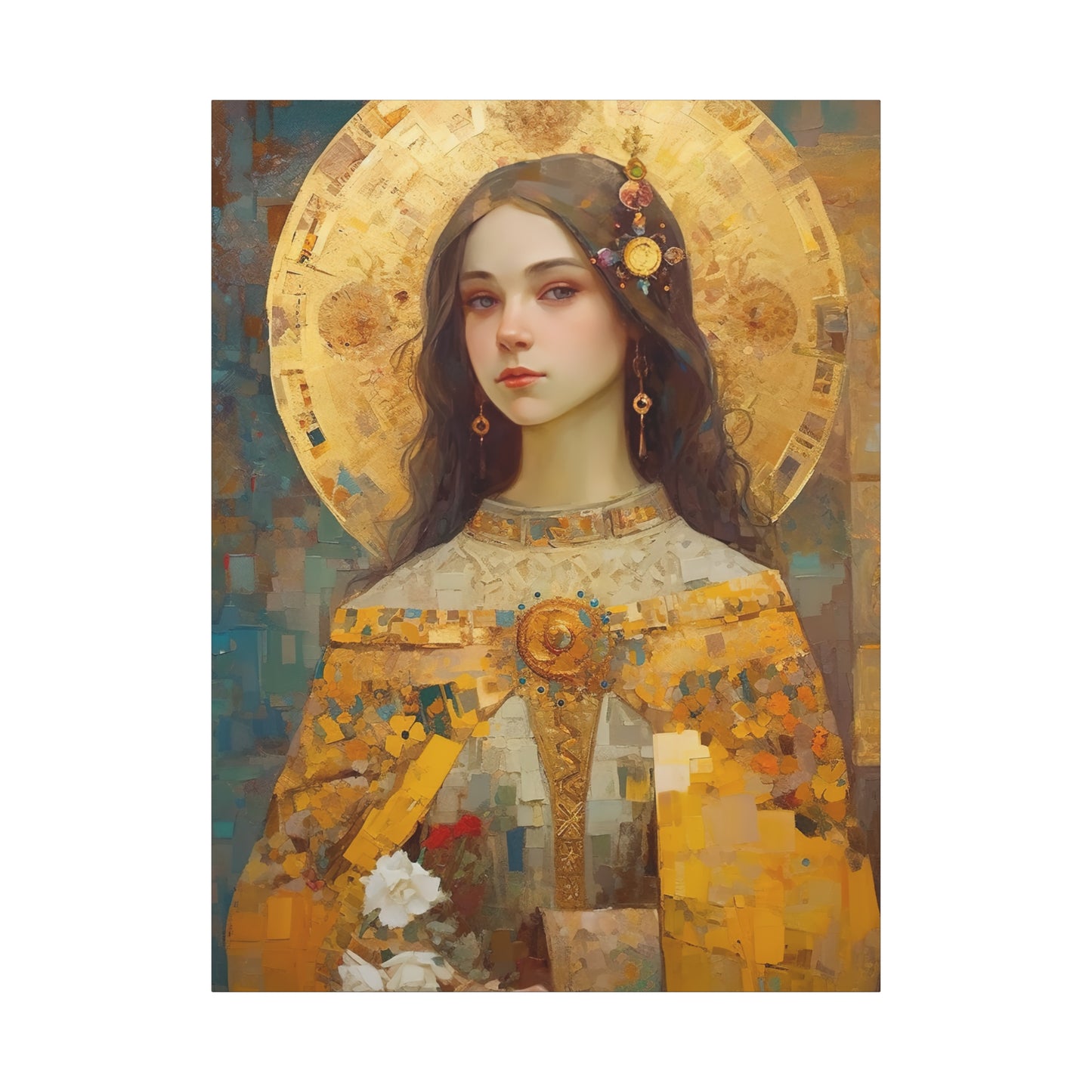 Saint Dymphna - Museum Wrapped Canvas - Sanctified Souls Print - Religious Art for your Home