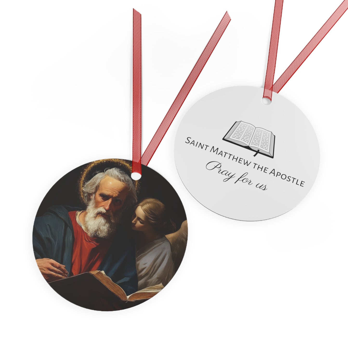 Saint Matthew the Apostle Metal Ornament - Religious Holiday Christmas Ornament and Keepsake - Double sided Keepsake Religious Ornament