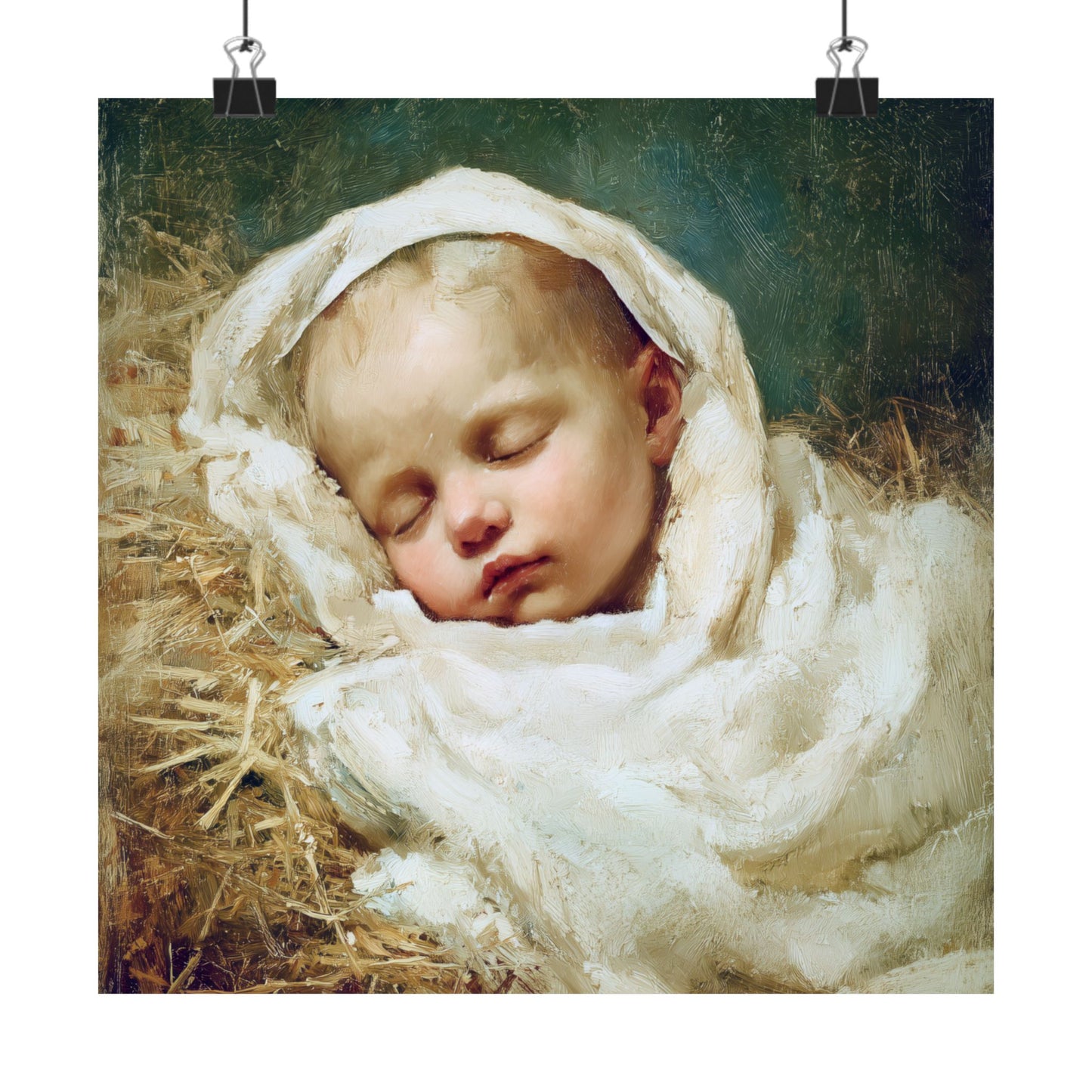 The Christ Child Resting in the Silence of the Manger - Sanctified Souls Print - Multiple Sizes - Premium Matte Vertical Posters