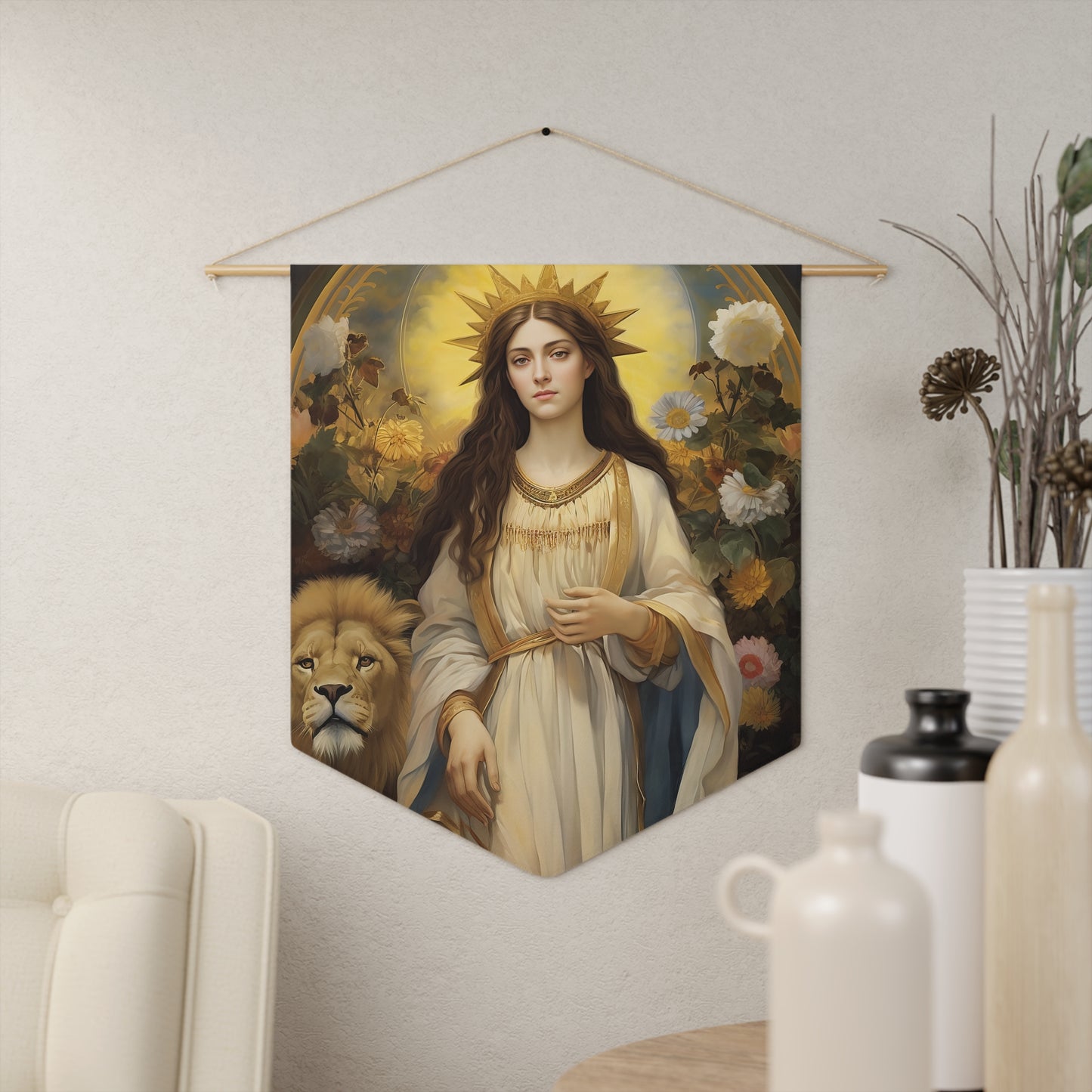 Saint Thecla Wall Banner / Wall Hanging / Pennant - Unique religious Art - Prayer room art - Catholic Home Art - Large Print - 18" x 21"