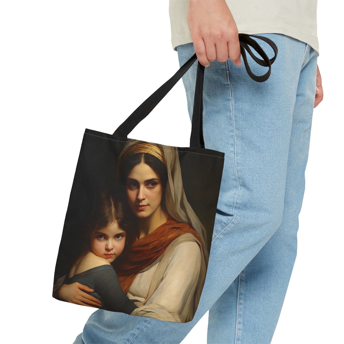 Saint Anne and Young Mother Mary Tote Bag - Large Medium Small Faith Art Bag - Re usable Tote Purse - Double Sided - Catholic Art Bag