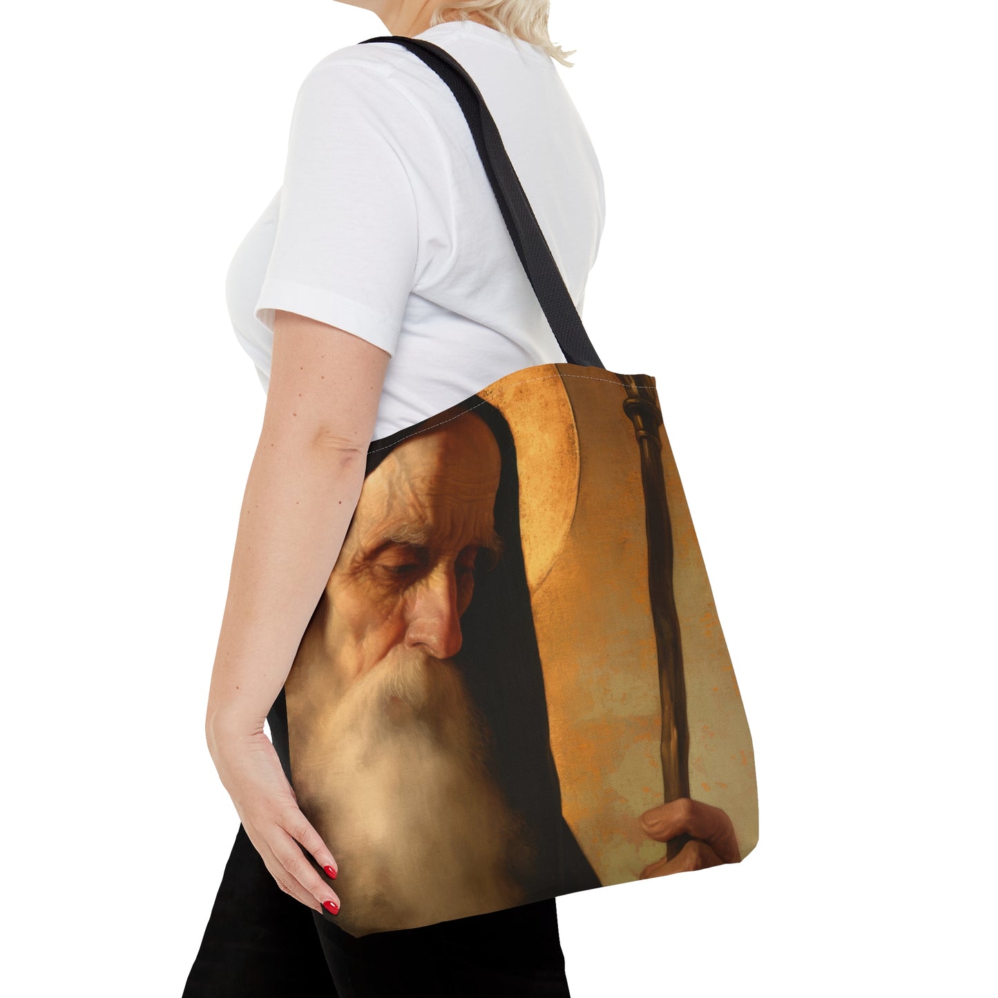 Saint Benedict  - Tote Bag - Large Medium Small Faith Art Bag - Bible Study Faith Purse - Double Sided