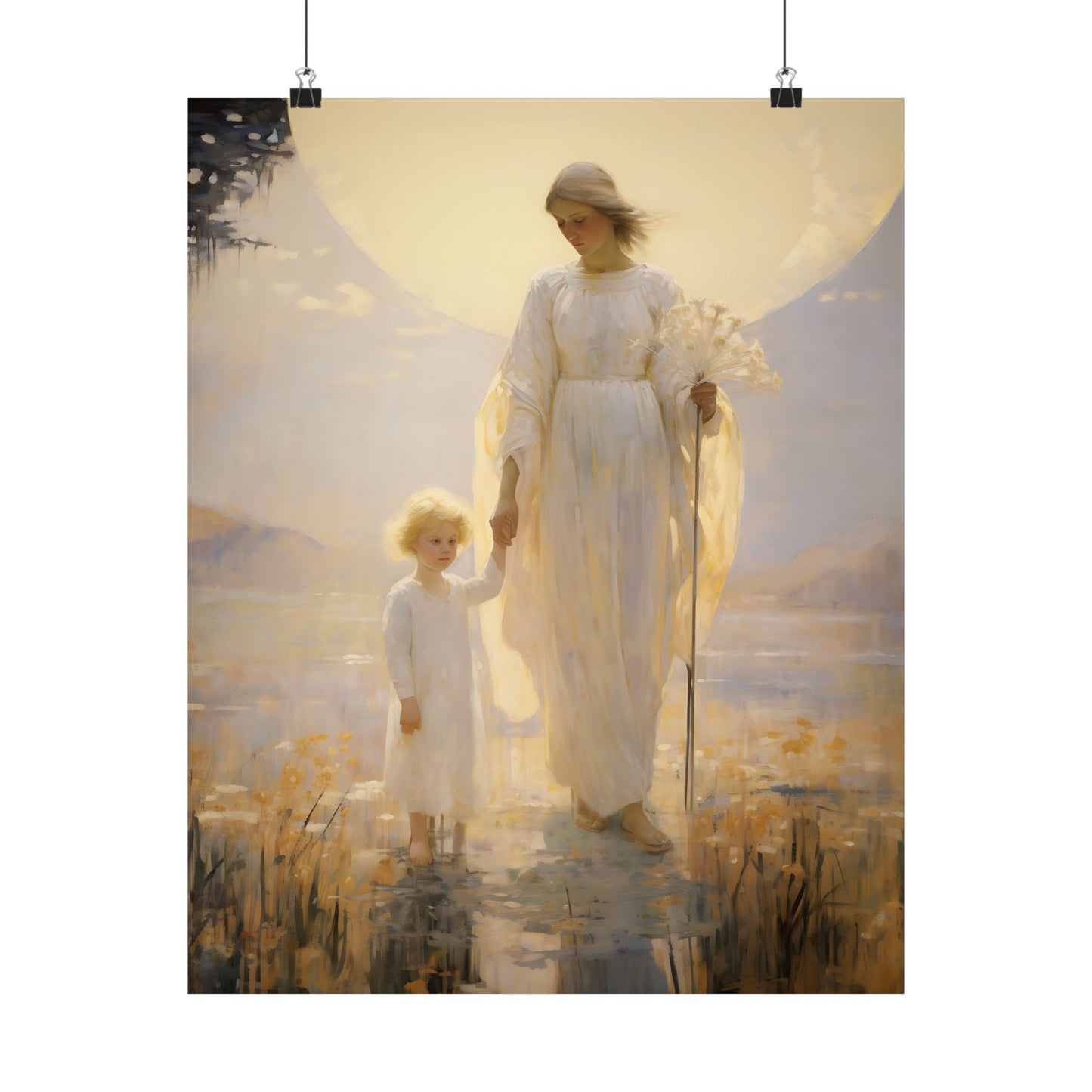 Serenity in Motherhood Print - Sanctified Souls Print - Multiple Sizes - Matte Poster - Mother's Print - Art for Nursery - Mother & child