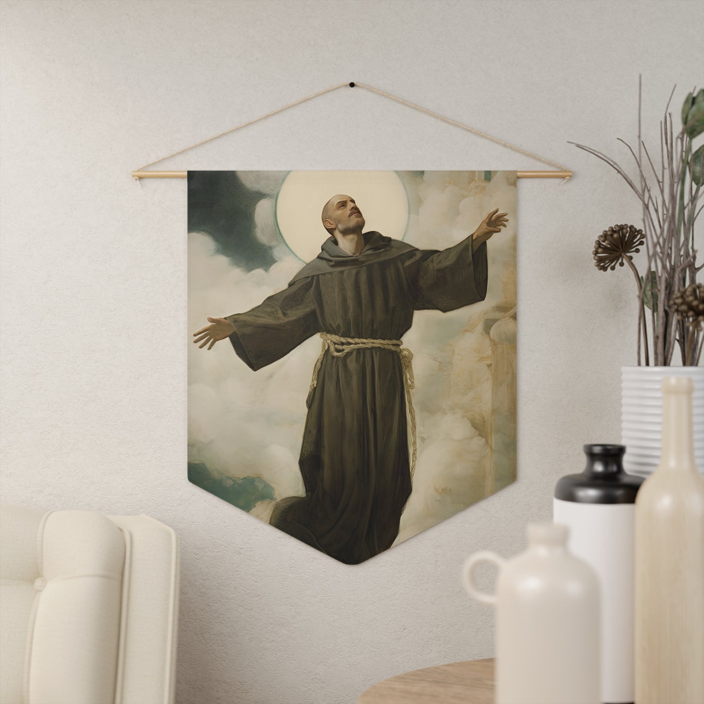 Saint Joseph of Cupertino Wall Banner / Wall Hanging - Our Lady of Guadalupe - Catholic Home Art - Saint Art for your home - 18" x 21"