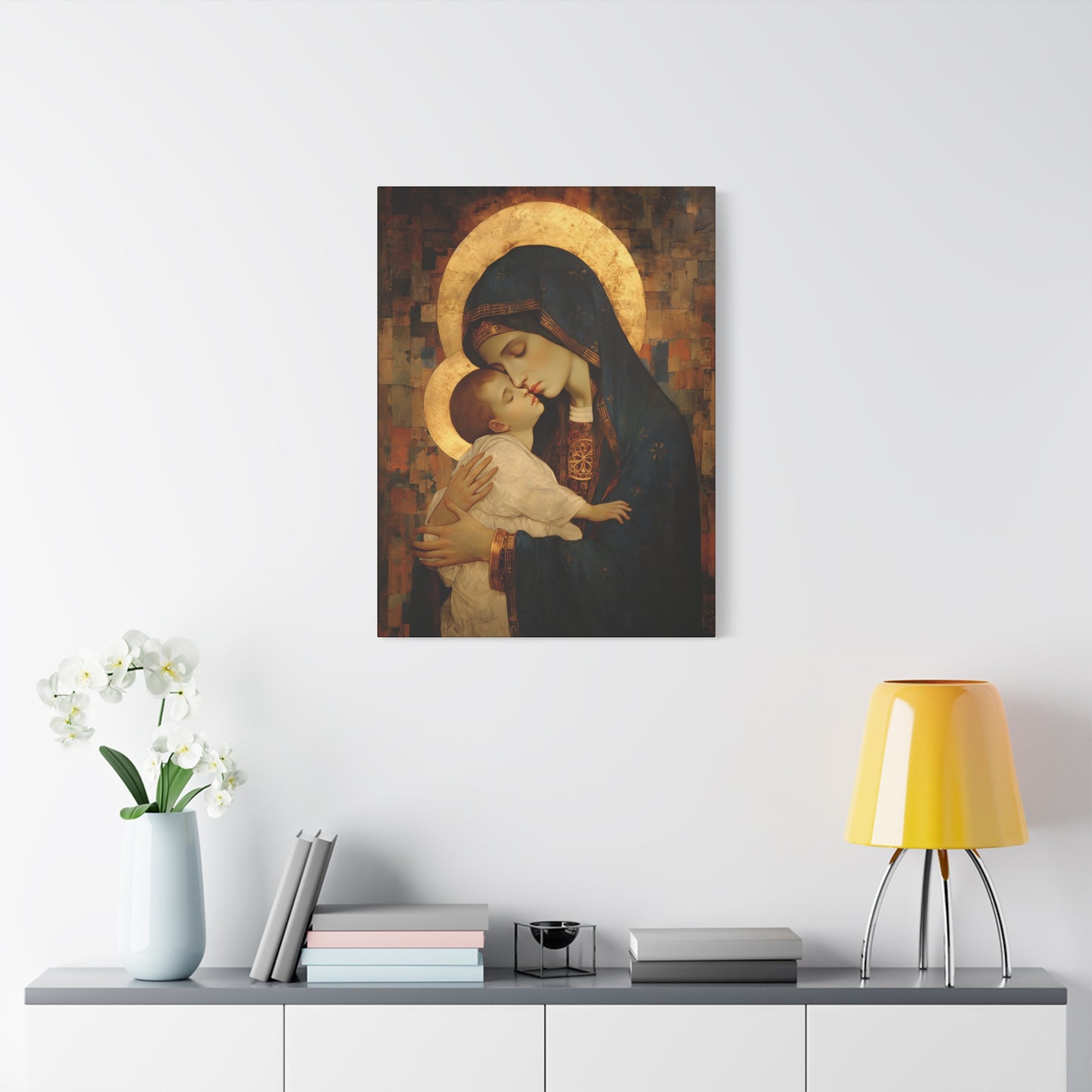 Mother of Mercy - Museum Wrapped Canvas - Sanctified Souls Print - Religious Art for your Home - The Virgin Mary and The Christ Child