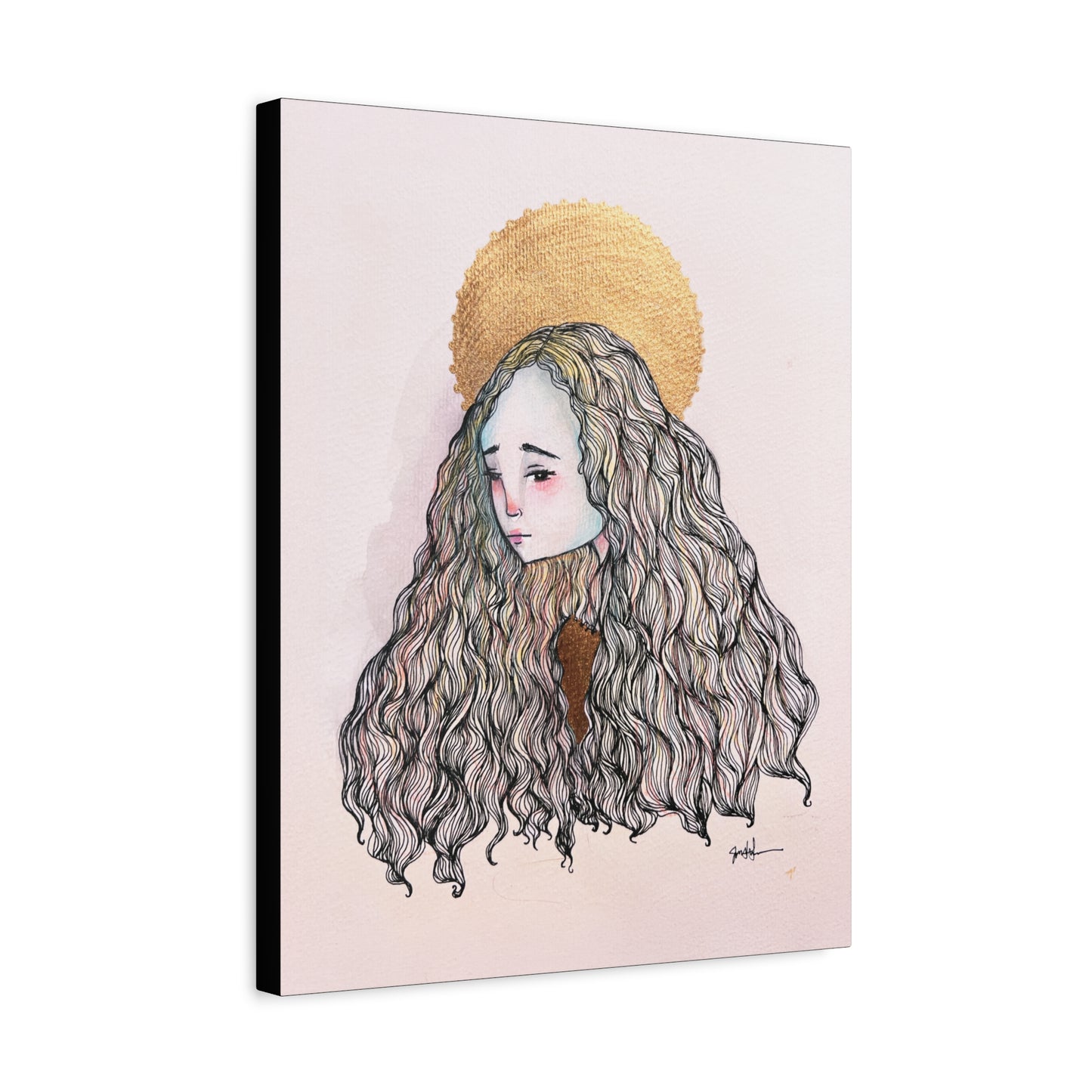 Saint Philomena Canvas Print - Hand-Drawn Catholic Art Print | Christian Sacred Wall Art | Sanctified Solocosmo Religious Artwork
