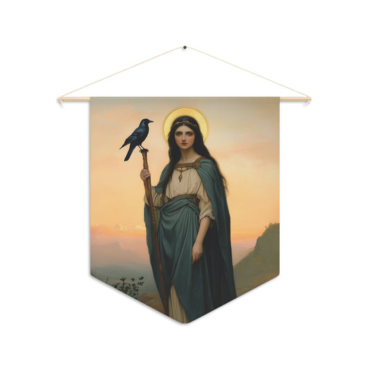 Saint Oda Pennant / Banner / Wall Hanging - Prayer room art - 18" x 21" - Catholic prayer Religious - Large Print