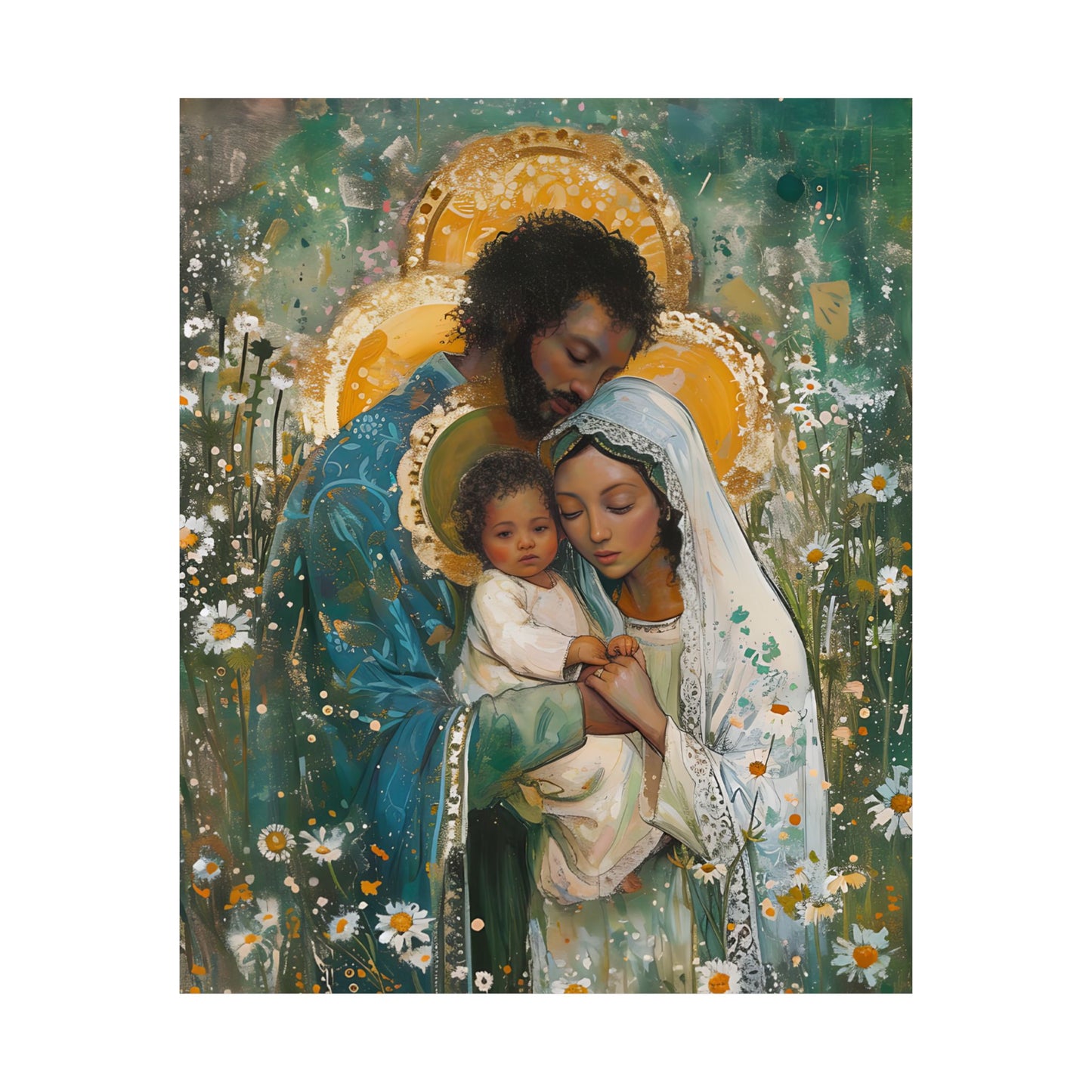Sacred Sanctuary - Mary, Joseph, and the Infant Jesus - Sanctified Souls Print - Multiple Sizes - Premium Matte Vertical Posters
