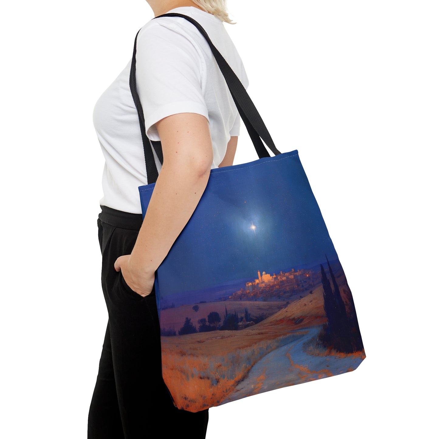 Bethlehem Wrapped in the Light of His Coming Tote Bag - Large Medium Small Faith Art Bag - Catholic Faith Purse - Double Sided