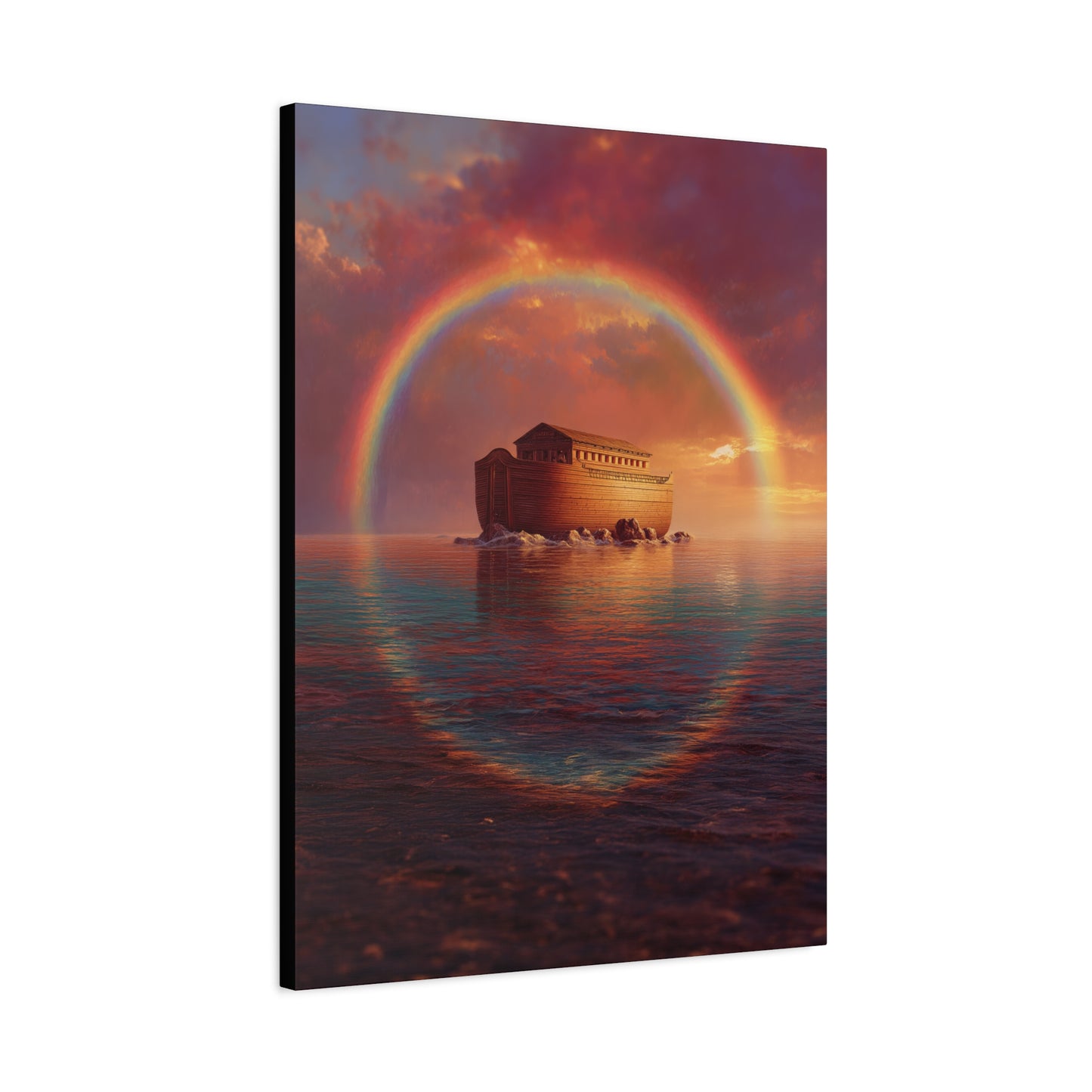 Sheltered Beneath the Covenant Sky - Noah's Ark - Gallery Wrapped Canvas - Print - Religious Art for your Home - Catholic