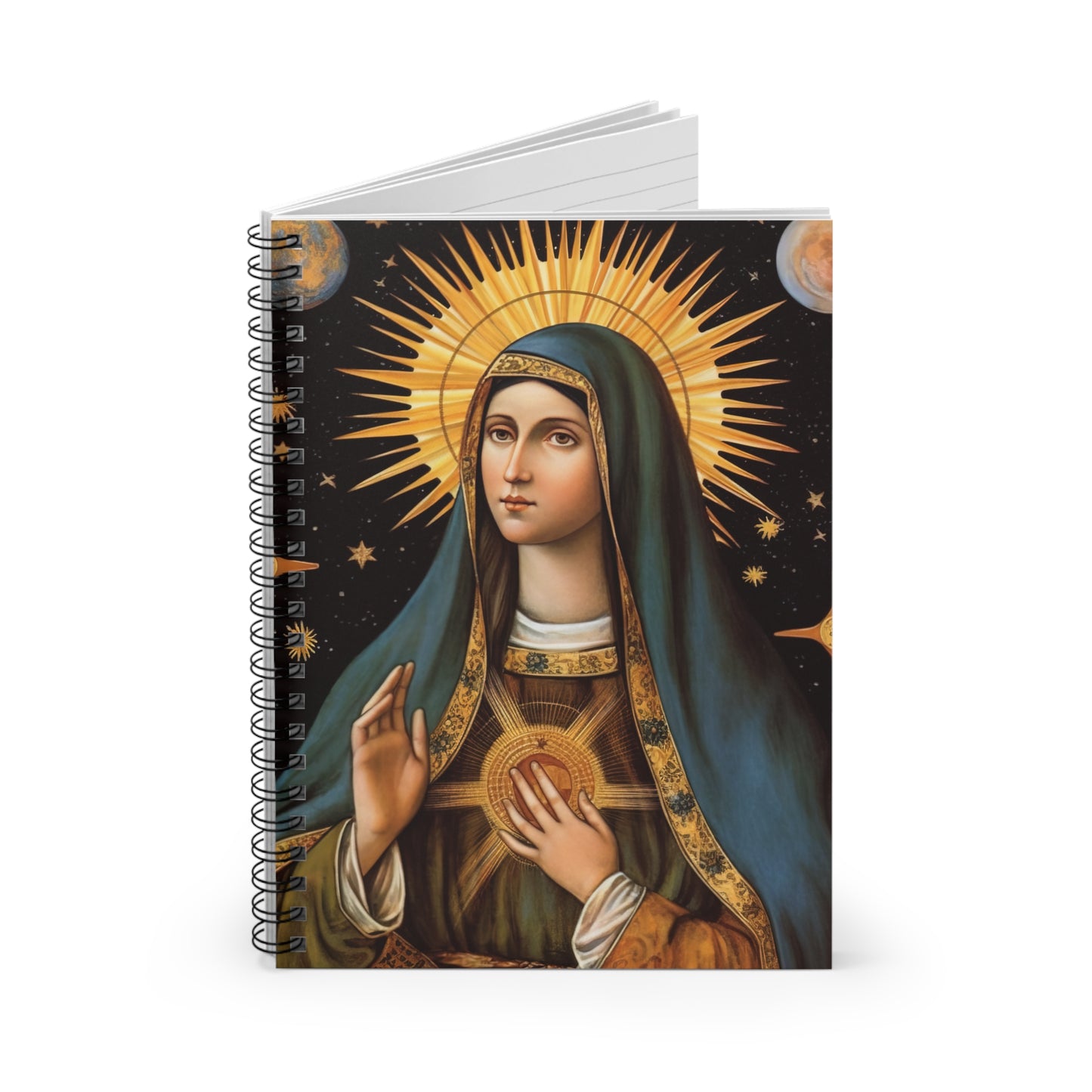 Saint Clare of Assisi Journal - Sanctified Souls Art - Religious Based Notebook - Spiral Notebook - Ruled Line