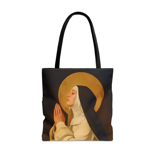 Saint Lutgardis Tote Bag - Large Medium Small Faith Art Bag - Catholic Faith Purse - Religious Carry All Reusable Tote Bag