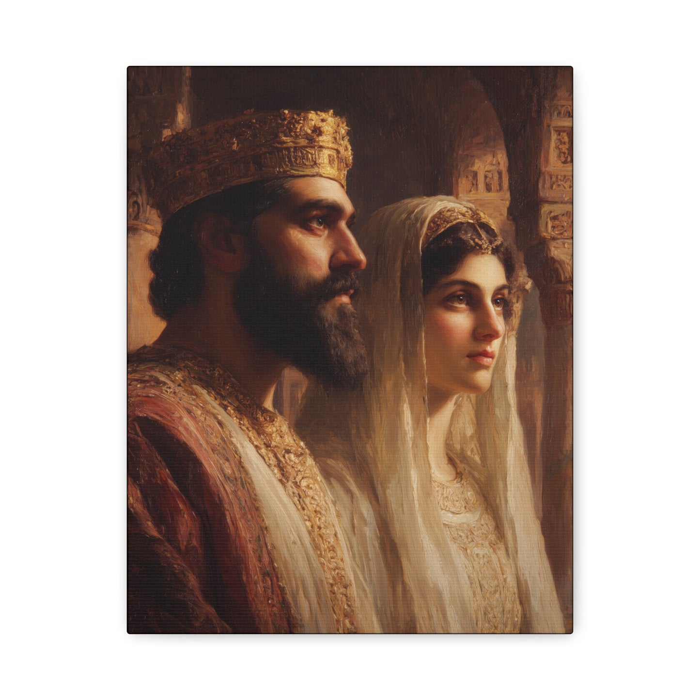 King Xerxes and Queen Esther  - Gallery Wrapped Canvas - Print - Religious Art for your Home - Catholic Art Print