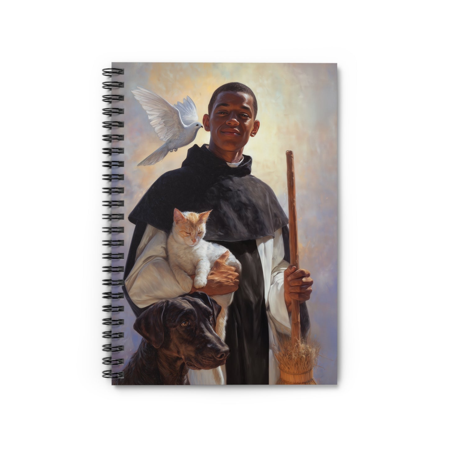 Saint Martin de Porres - Sanctified Souls Art - Religious Based Notebook - Spiral Notebook