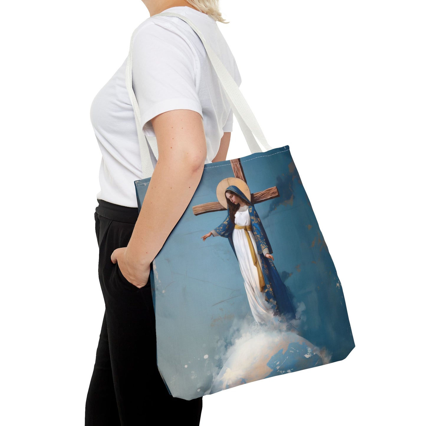 The Lady Of All Nations - Marian Devotion - Mother Mary - Tote Bag - Large Medium Small Faith Art Bag - Re-usable Tote Purse - Double Sided