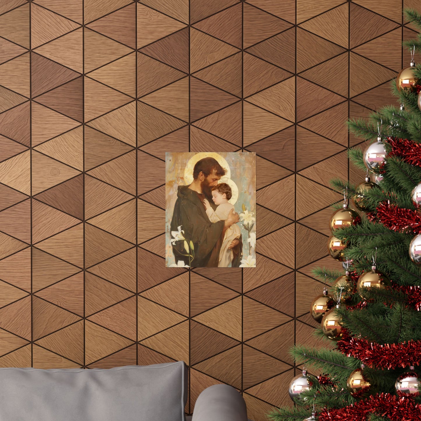 Saint Joseph and the Christ Child  - Sanctified Souls Print - Multiple Sizes - Premium Matte Vertical Posters