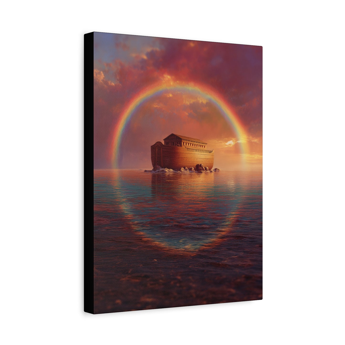 Sheltered Beneath the Covenant Sky - Noah's Ark - Gallery Wrapped Canvas - Print - Religious Art for your Home - Catholic