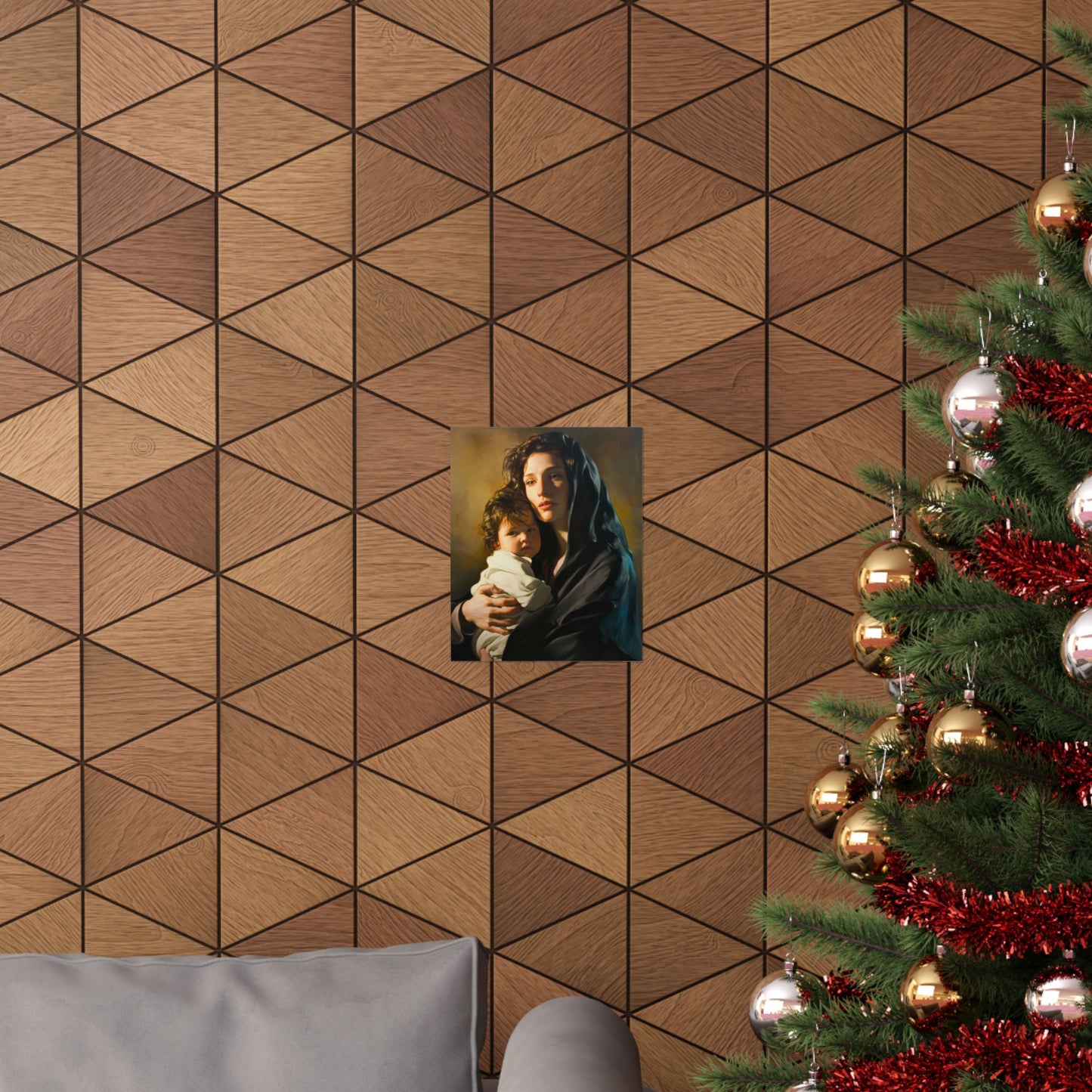 A mother's Gentle Embrace - Mary and The Christ Child - Sanctified Souls Print - Multiple Sizes - Premium Posters - Catholic Art - Christian