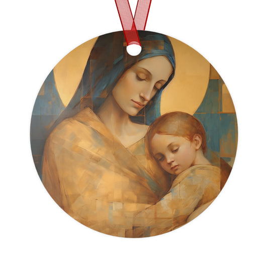 Heavenly Connection - Mary and the Divine Son - Metal Ornament - Religious Holiday Christmas Ornament - Prayer Keepsake - Catholic Home