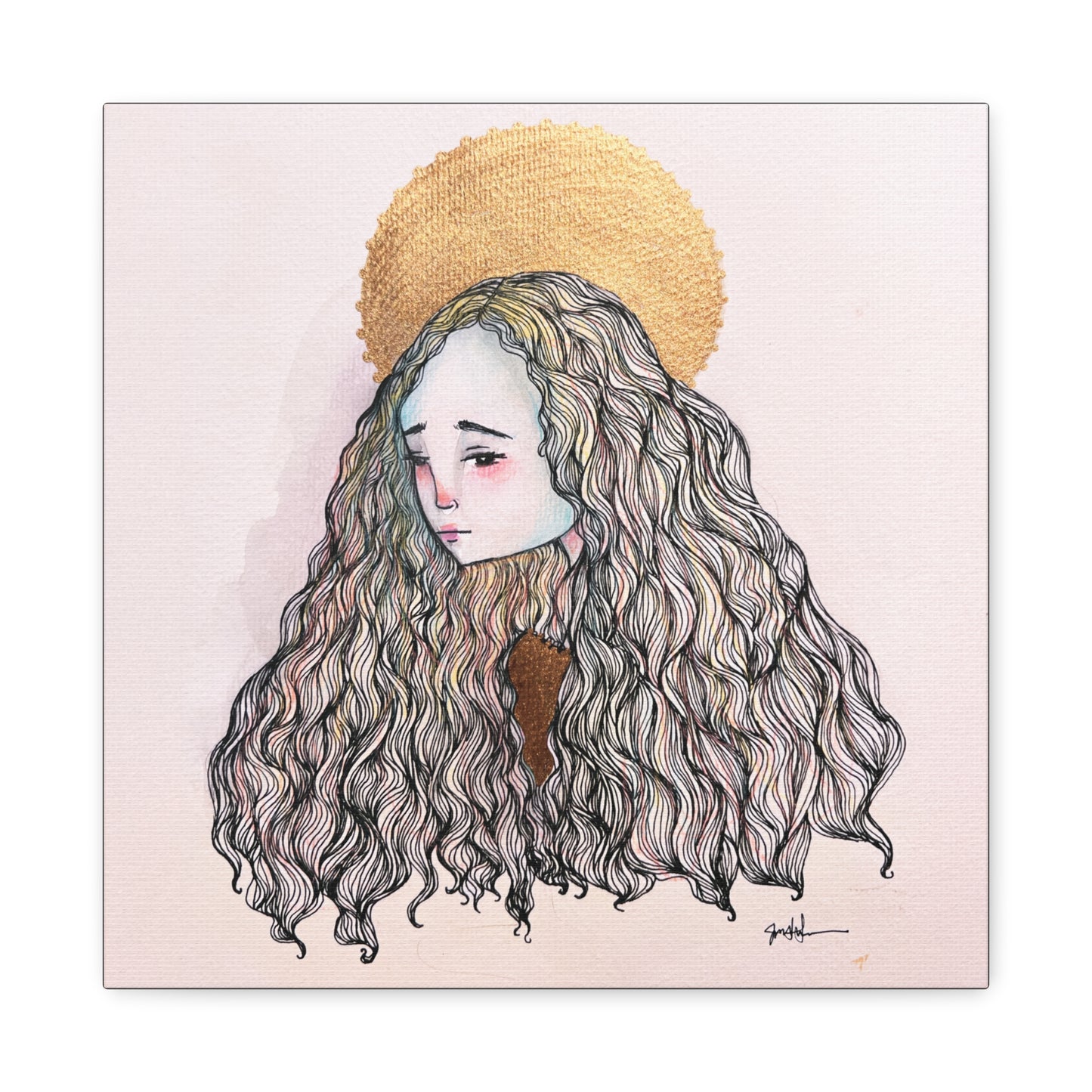 Saint Philomena Canvas Print - Hand-Drawn Catholic Art Print | Christian Sacred Wall Art | Sanctified Solocosmo Religious Artwork