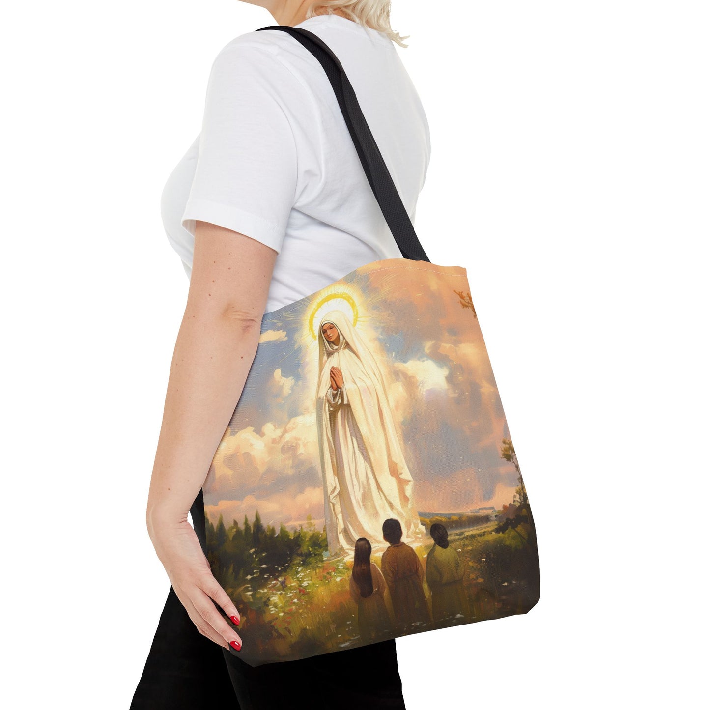 Our Lady of Fátima Tote Bag - Large Medium Small Faith Art Bag - Catholic Faith Purse - Religious Carry All Reusable Tote Bag
