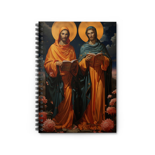 Saints Cosmas and Damian Journal - Sanctified Souls Art - Religious Based Notebook - Spiral Notebook - Ruled Line