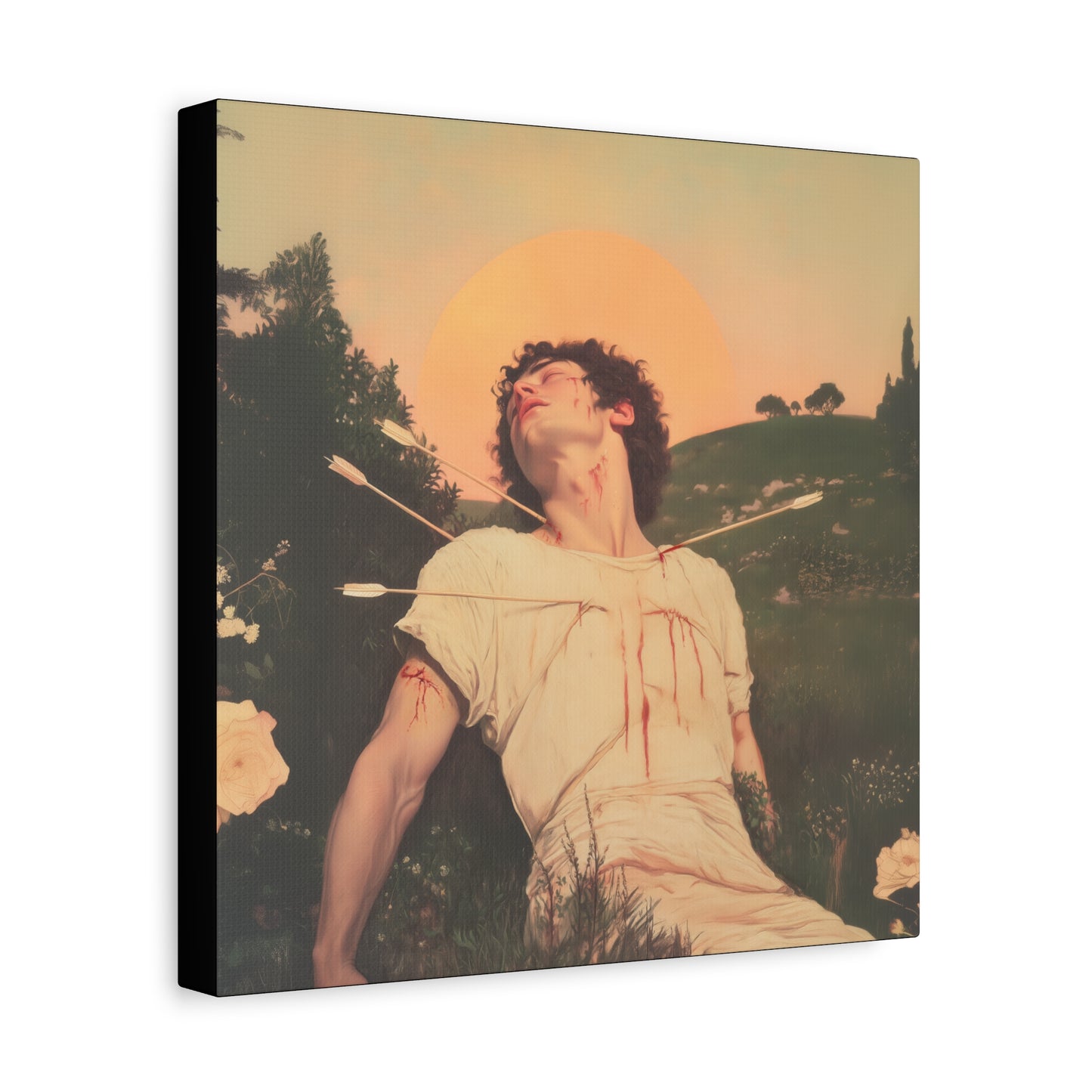 Saint Sebastian -  Museum Wrapped Canvas - Sanctified Souls Print - Religious Art for your Home - Catholic Patron Saint Art