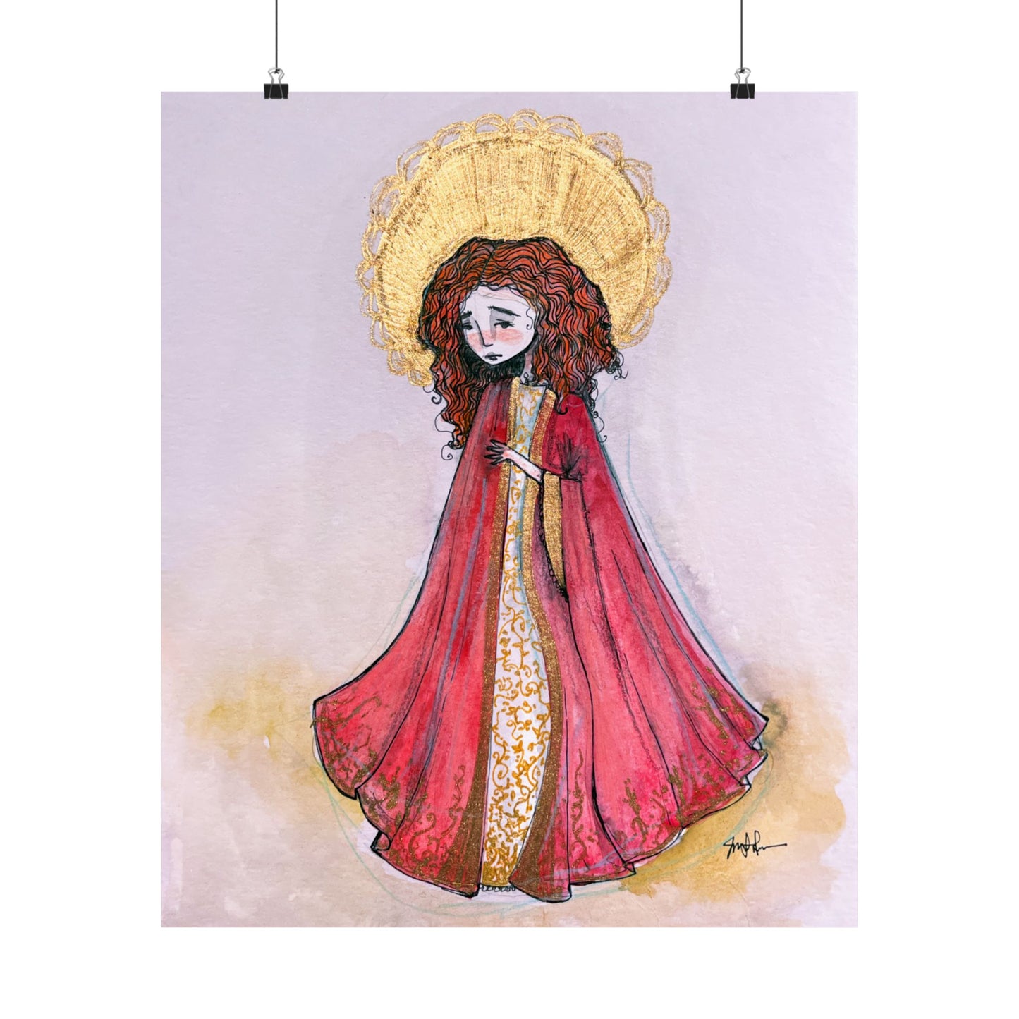 Saint Bibiana Hand-Drawn Catholic Art Print | Christian Devotional Wall Art | Sanctified Solocosmo Religious Poster