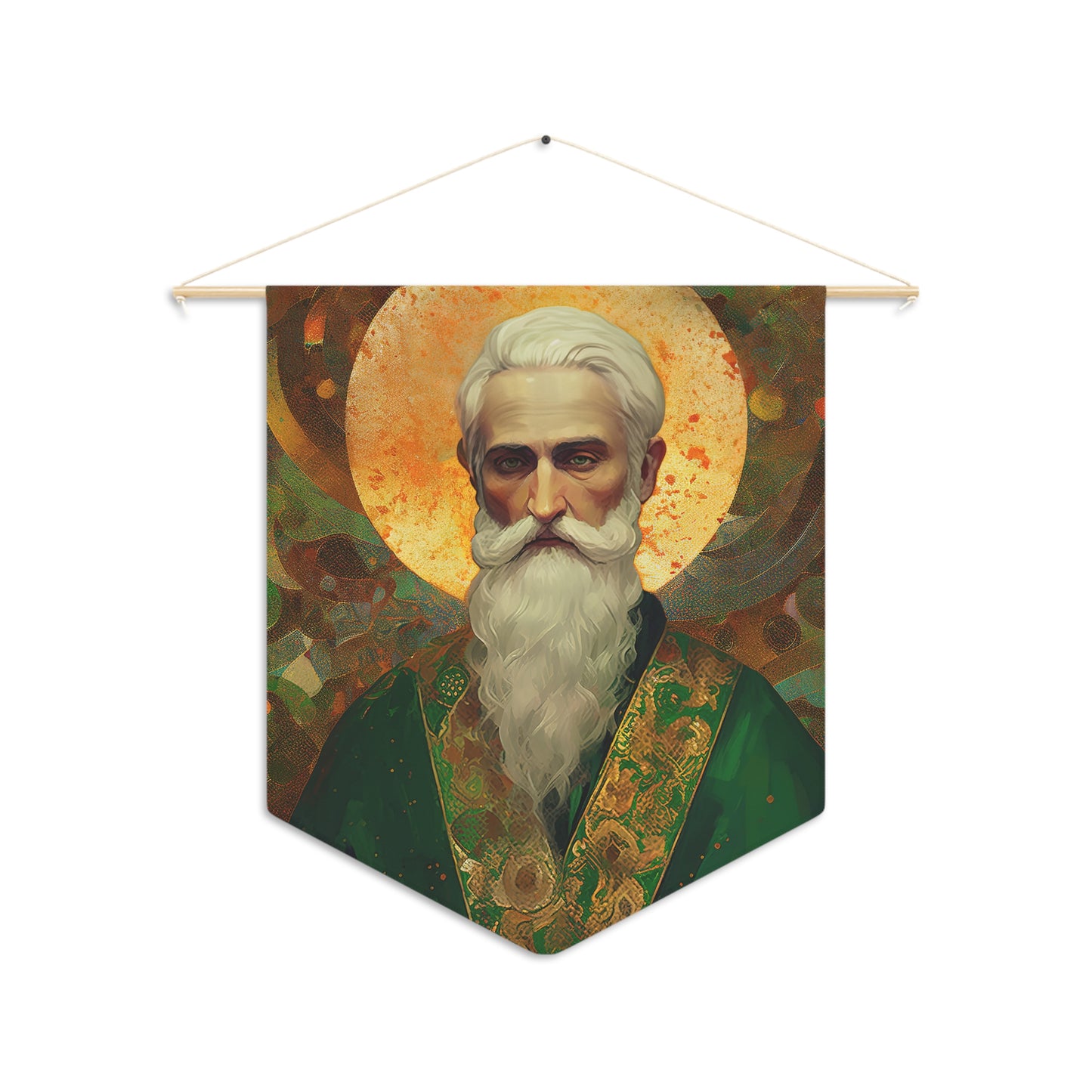 Saint Patrick Banner / Wall Hanging / Pennant - Prayer room - Catholic Art - Saint Art - Large Saint Print - 18" x 21"