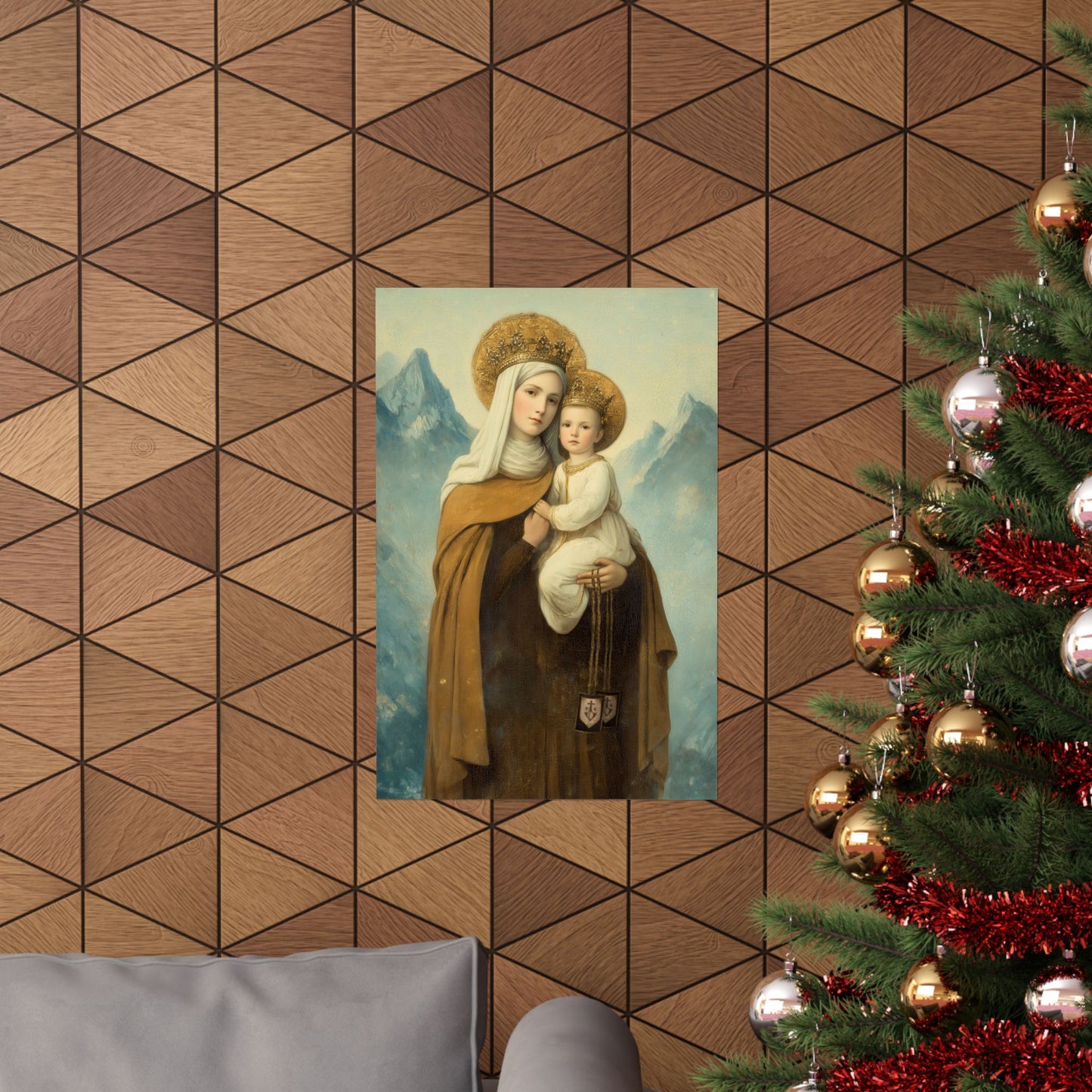 The Gift of the Scapular - Our Lady of Mount Carmel - Sanctified Souls Print - Multiple Sizes - Premium Matte Vertical Posters - Catholic