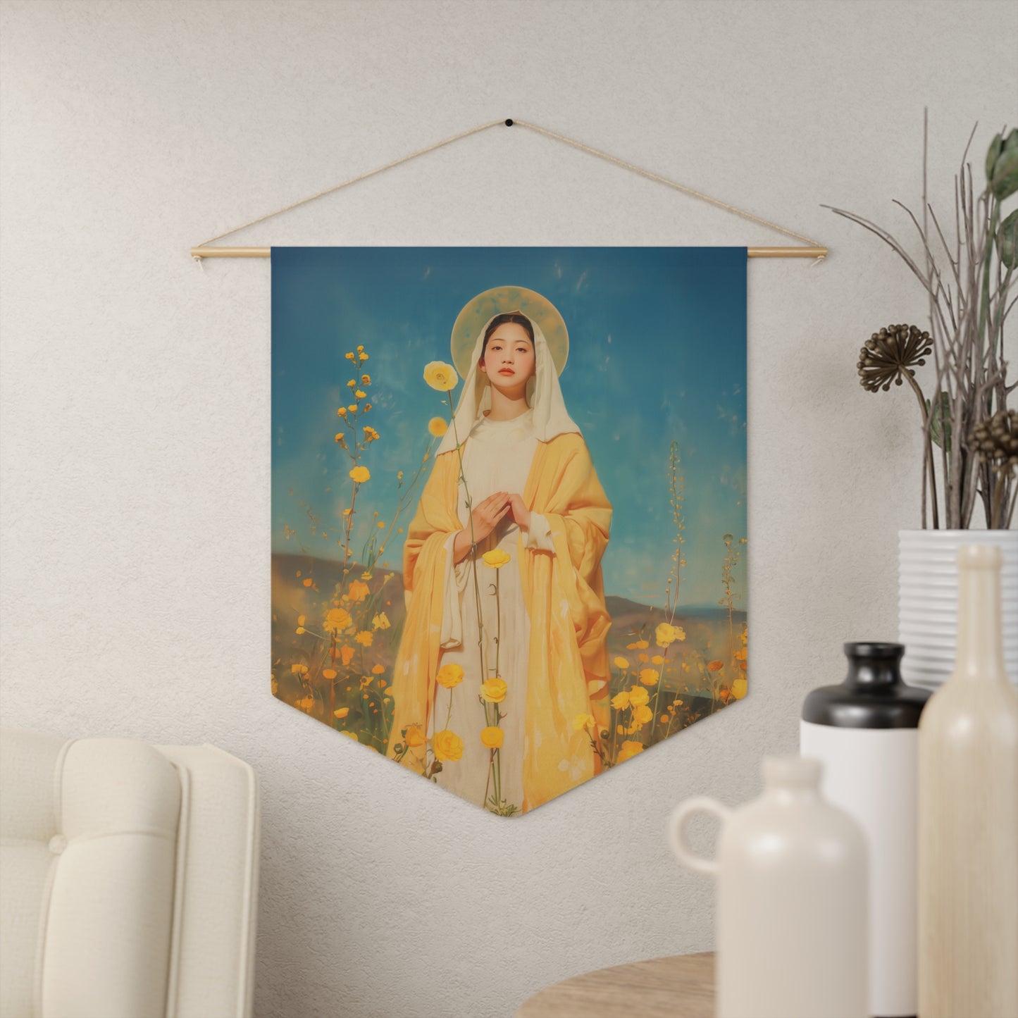 Saint Agatha Lin - Wall Banner / Wall Hanging - Christian Art - Prayer room - 18" x 21"