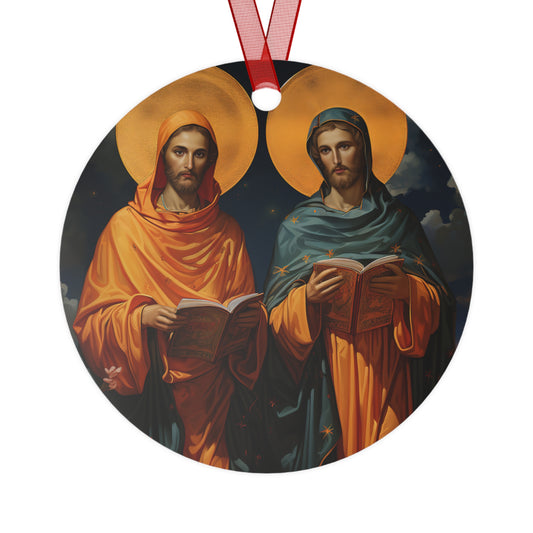 Saints Cosmas and Damian Ornament - Religious Holiday Christmas Ornament and Keepsake - Double sided Keepsake Religious Ornament
