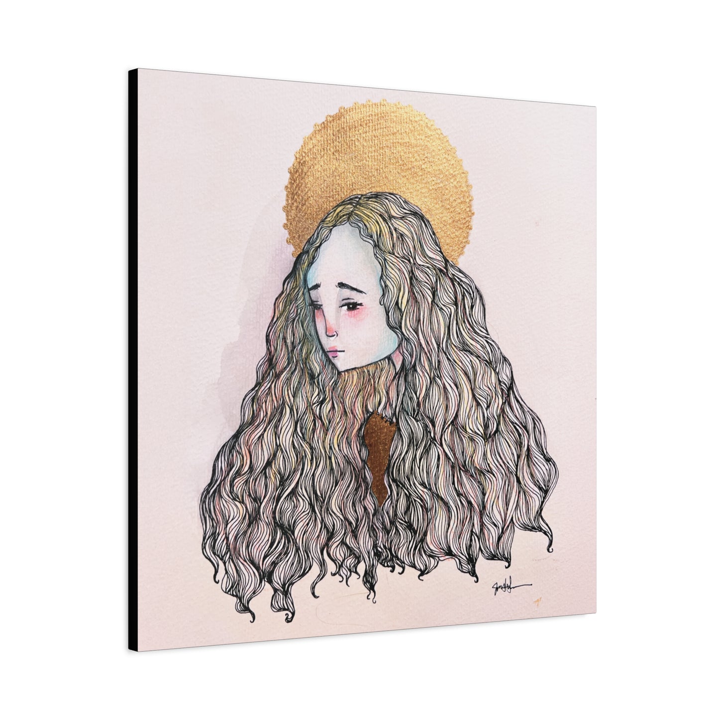 Saint Philomena Canvas Print - Hand-Drawn Catholic Art Print | Christian Sacred Wall Art | Sanctified Solocosmo Religious Artwork