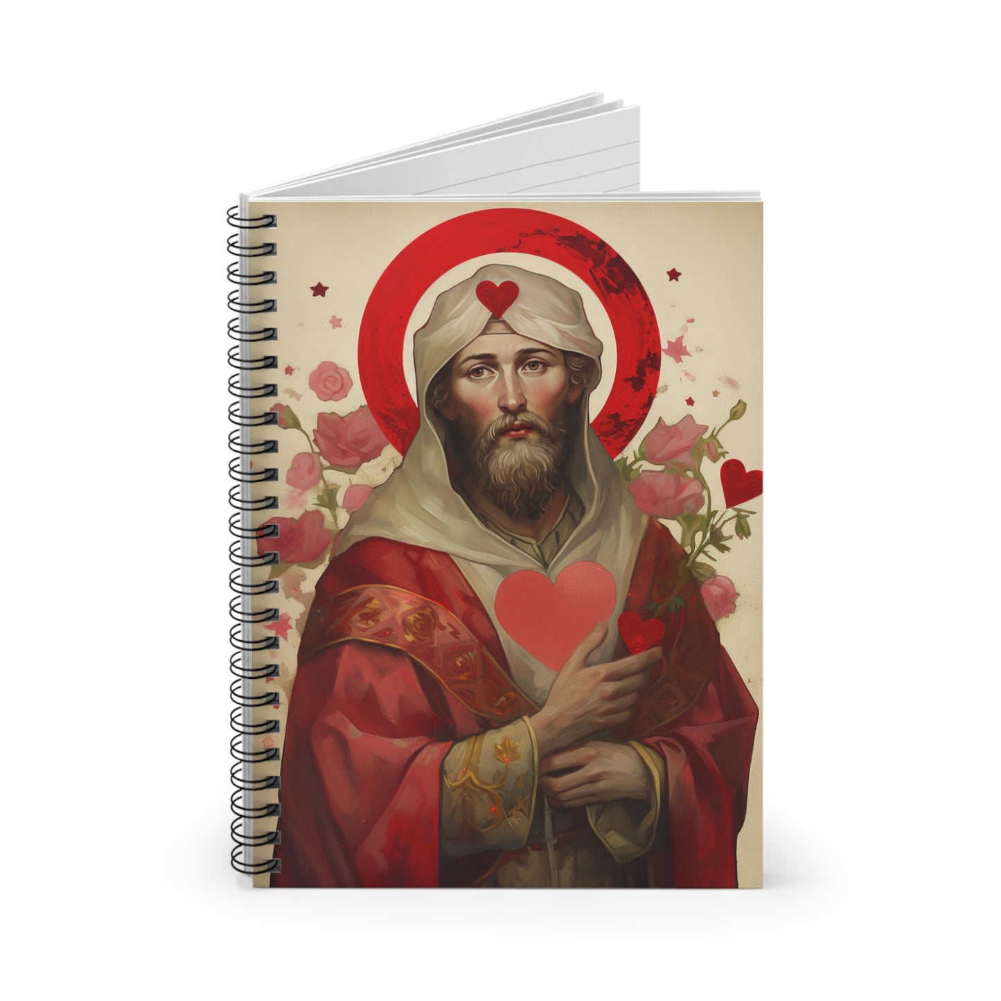 Saint Valentine Journal - Sanctified Souls Art - Religious Based Notebook - Spiral Notebook - Ruled Line