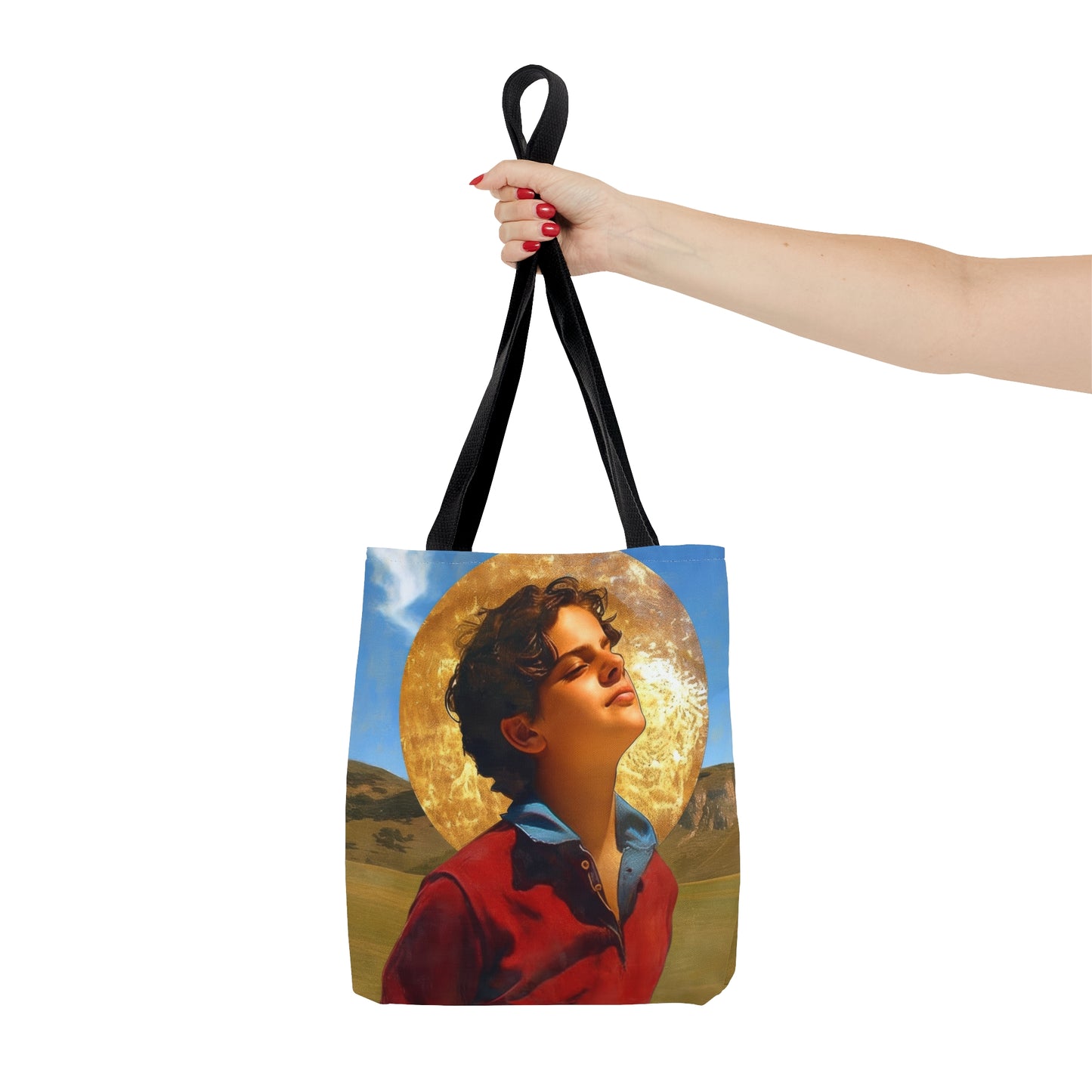Saint Carlo Acutis Tote Bag - Large Medium Small Faith Art Bag - Catholic Faith Purse - Double Sided