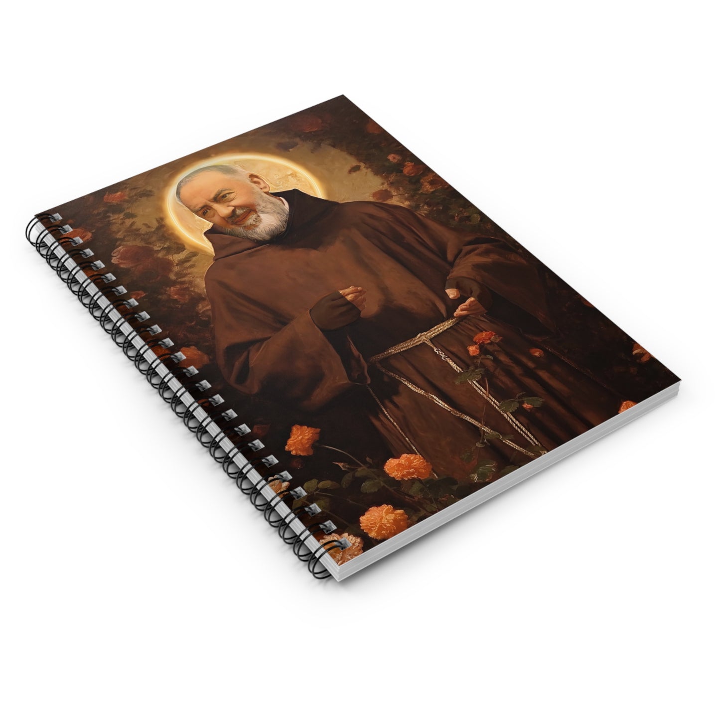 Saint Padre Pio Journal - Sanctified Souls Art - Religious Based Notebook - Spiral Notebook - Ruled Line