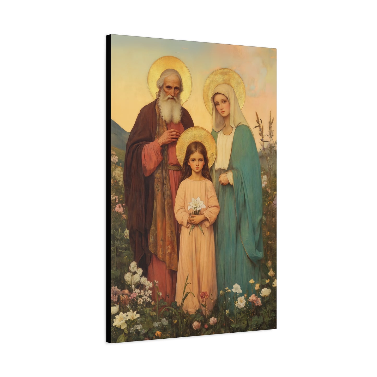 Saints Joachim and Anne with Young Mary - Gallery Wrapped Canvas - Print - Religious Art for your Home - Catholic Art