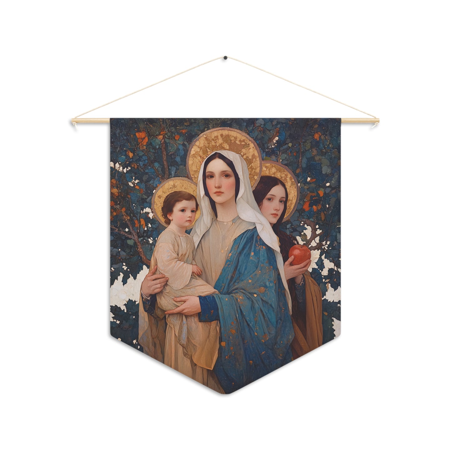 New Eve / Mary, The New Eve - Mother Mary Title - Marian Art - Pennant / Banner / Hanging - Catholic - Large - 18" x 21"