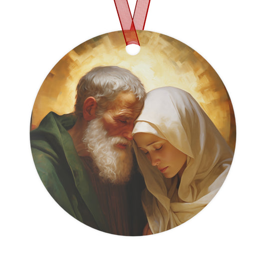 Saints Zechariah and Elizabeth Metal Ornament - Religious Holiday Christmas Ornament and Keepsake - Double sided