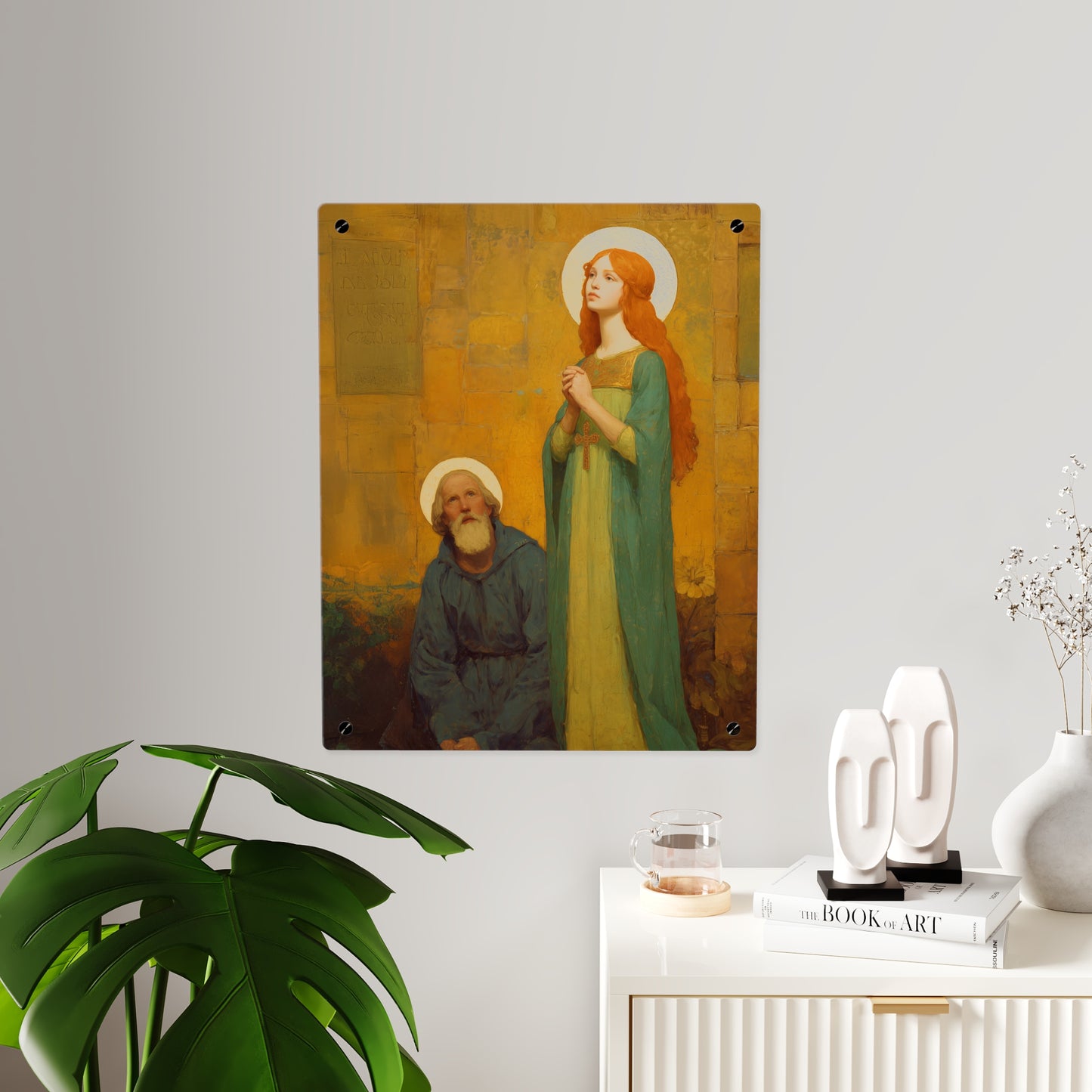Saints Cyprian and Justina Wall Art Panel - Ready to Hang Acrylic Print - Catholic Saint Art - Patron Saint Print - Martyr Art