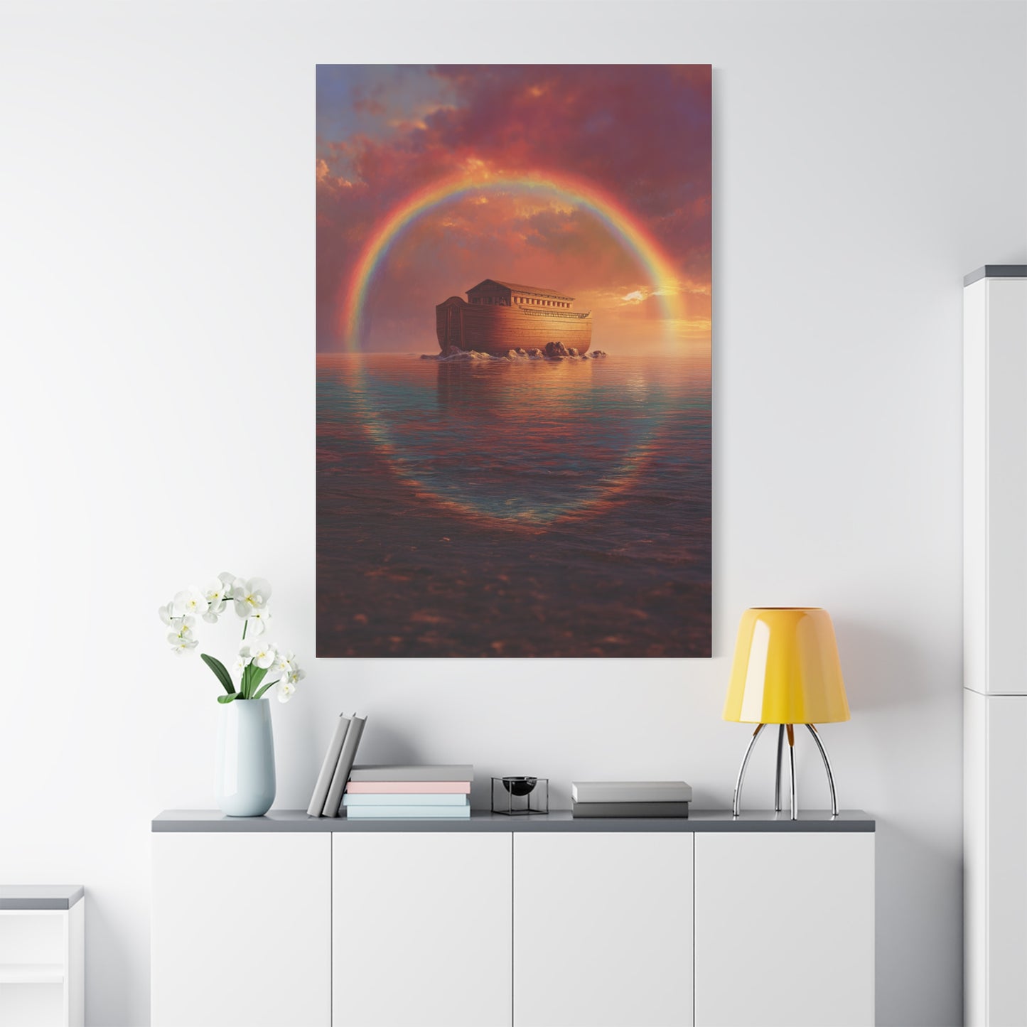 Sheltered Beneath the Covenant Sky - Noah's Ark - Gallery Wrapped Canvas - Print - Religious Art for your Home - Catholic