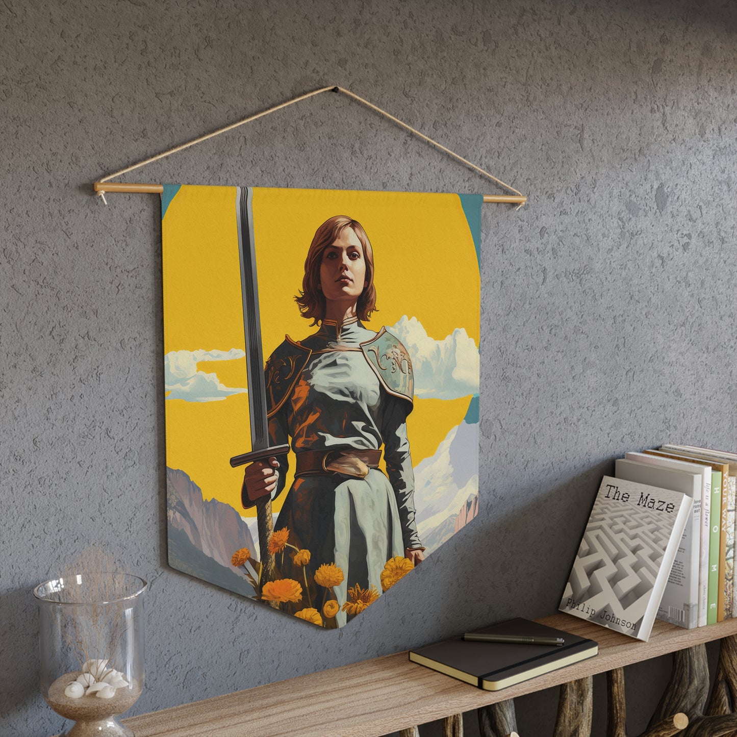 Saint Joan of Arc Wall Banner / Wall Hanging / Pennant - Saint art for your home - Prayer room - Catholic Home - 18" x 21"