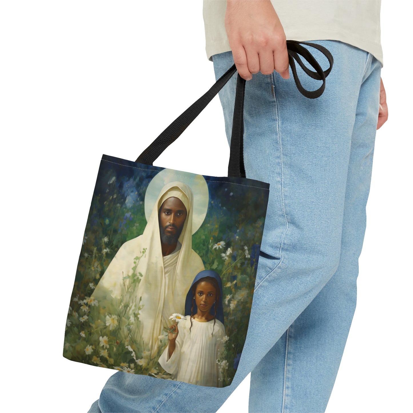 Saint Joachim Tote Bag - Father of Virgin Mary - Patron Saint of Fathers - Catholic faith inspired carry-all purse - Double Sided Bag