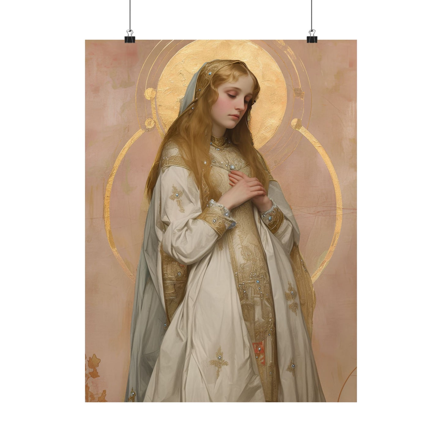 Saint Waldetrudis / Waltrude or Waudru - Sanctified Souls Print - Multiple Sizes - Premium Matte Vertical Posters - Catholic Saint Art