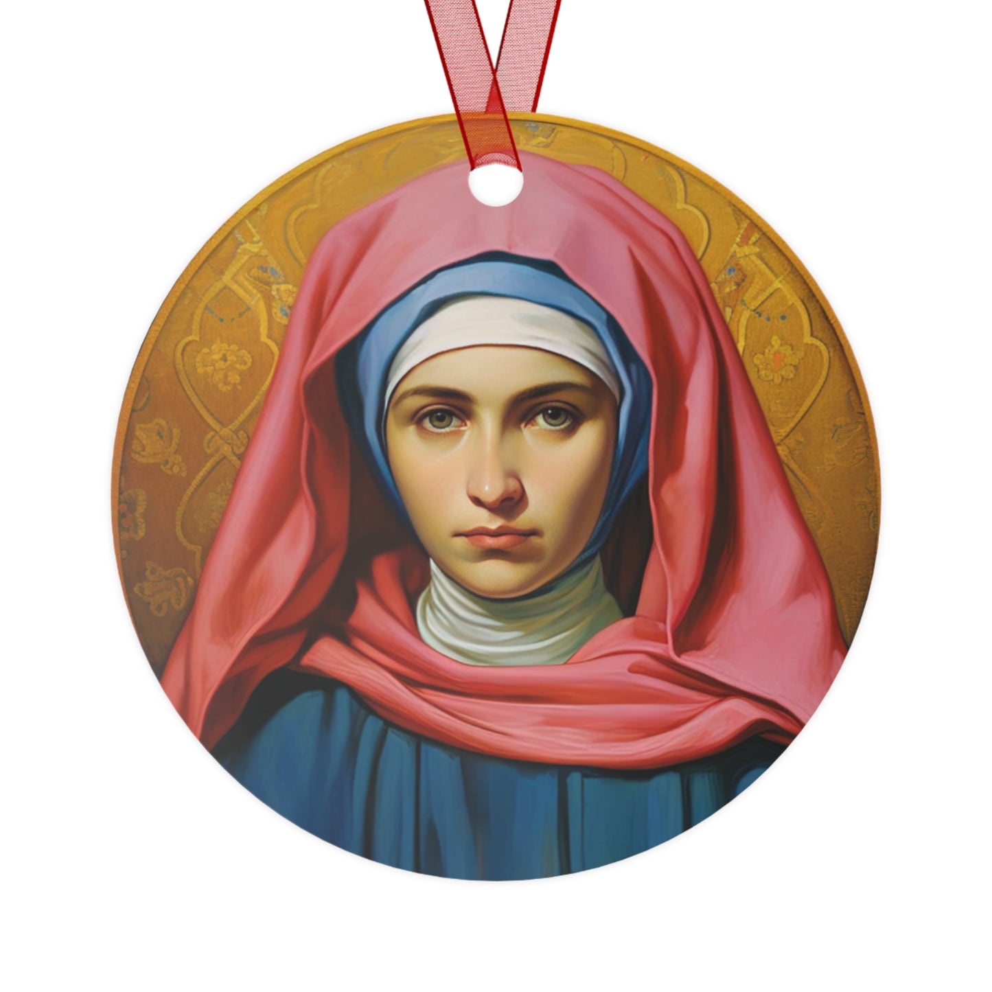 Saint Bernadette Metal Ornament - Religious Holiday Christmas Ornament and Keepsake - Double sided Keepsake Religious Ornament